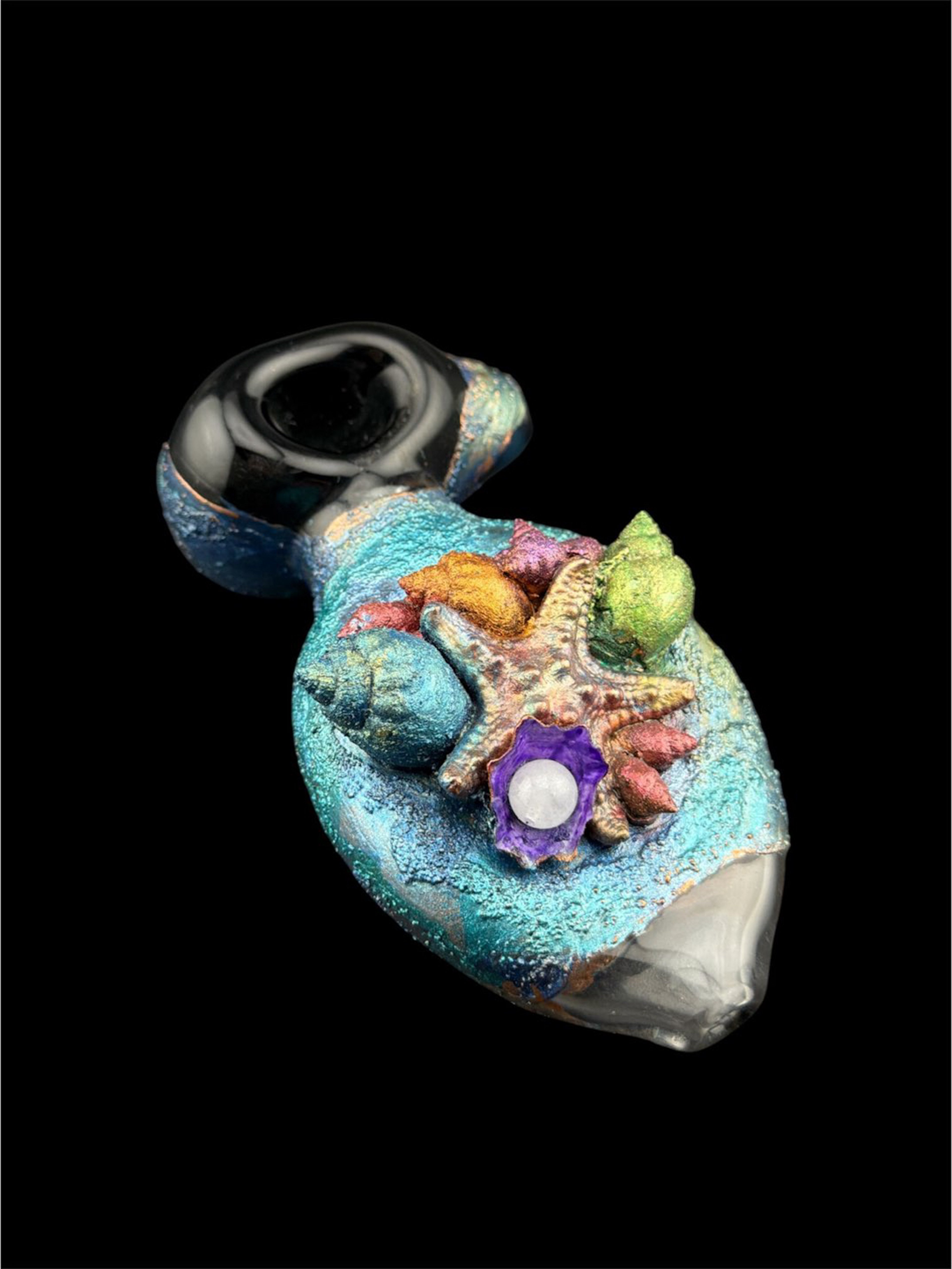 Brand New Cherry Glass Copper Plate Pipe With Real Sea Shells image 0