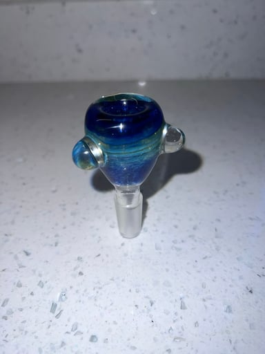 Preview pic of Blue Lineworked 14mm Slide – Worked Glass Bowl