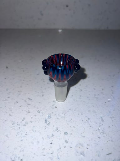 Preview pic of Wig-Wag Glass Bowl – 14mm Male, Cobalt Blue & Red
