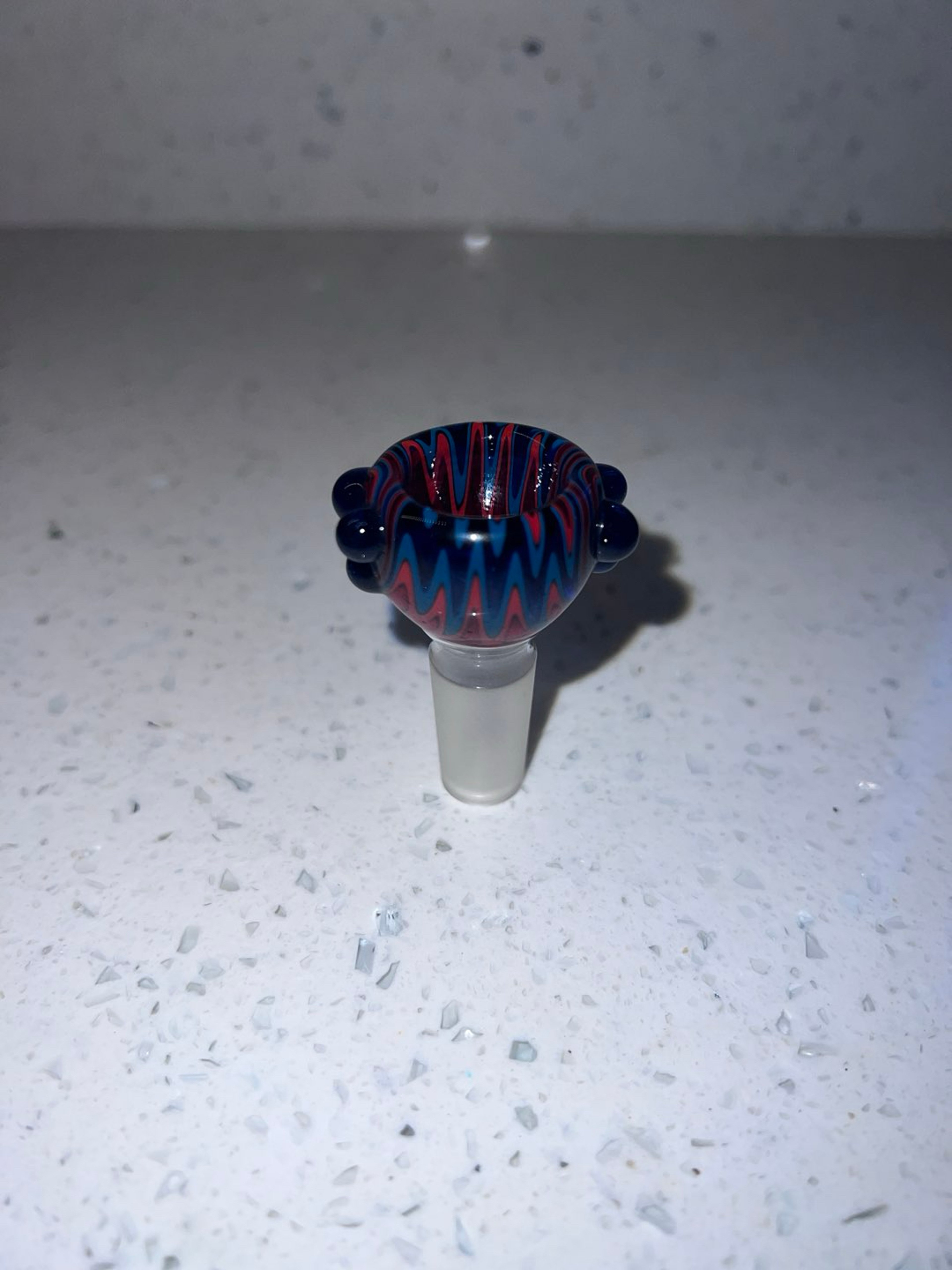 Preview pic of Wig-Wag Glass Bowl – 14mm Male, Cobalt Blue & Red