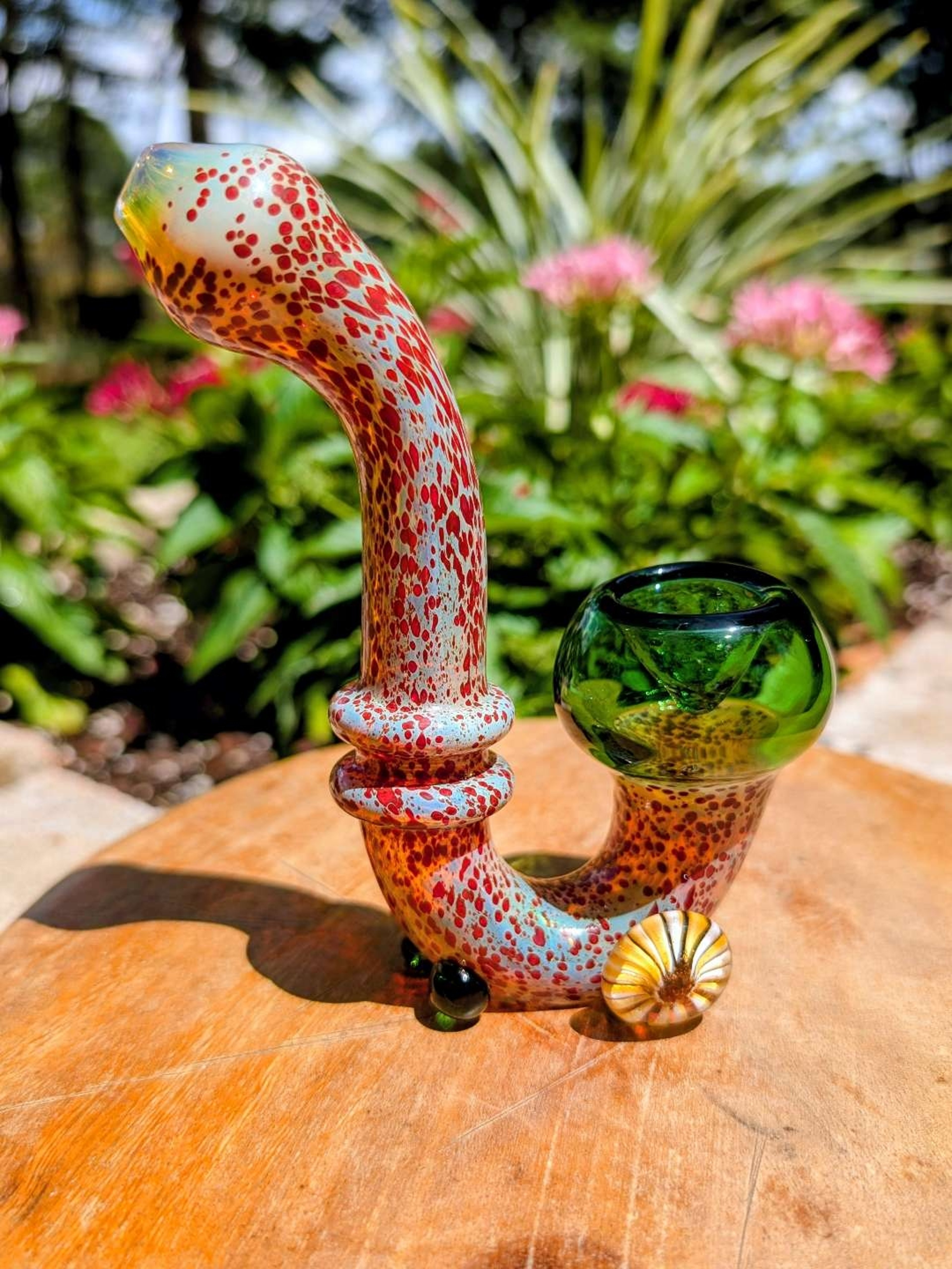 Preview pic of Heady Speckled Frit Sherlock Pipe (Artist Unknown)