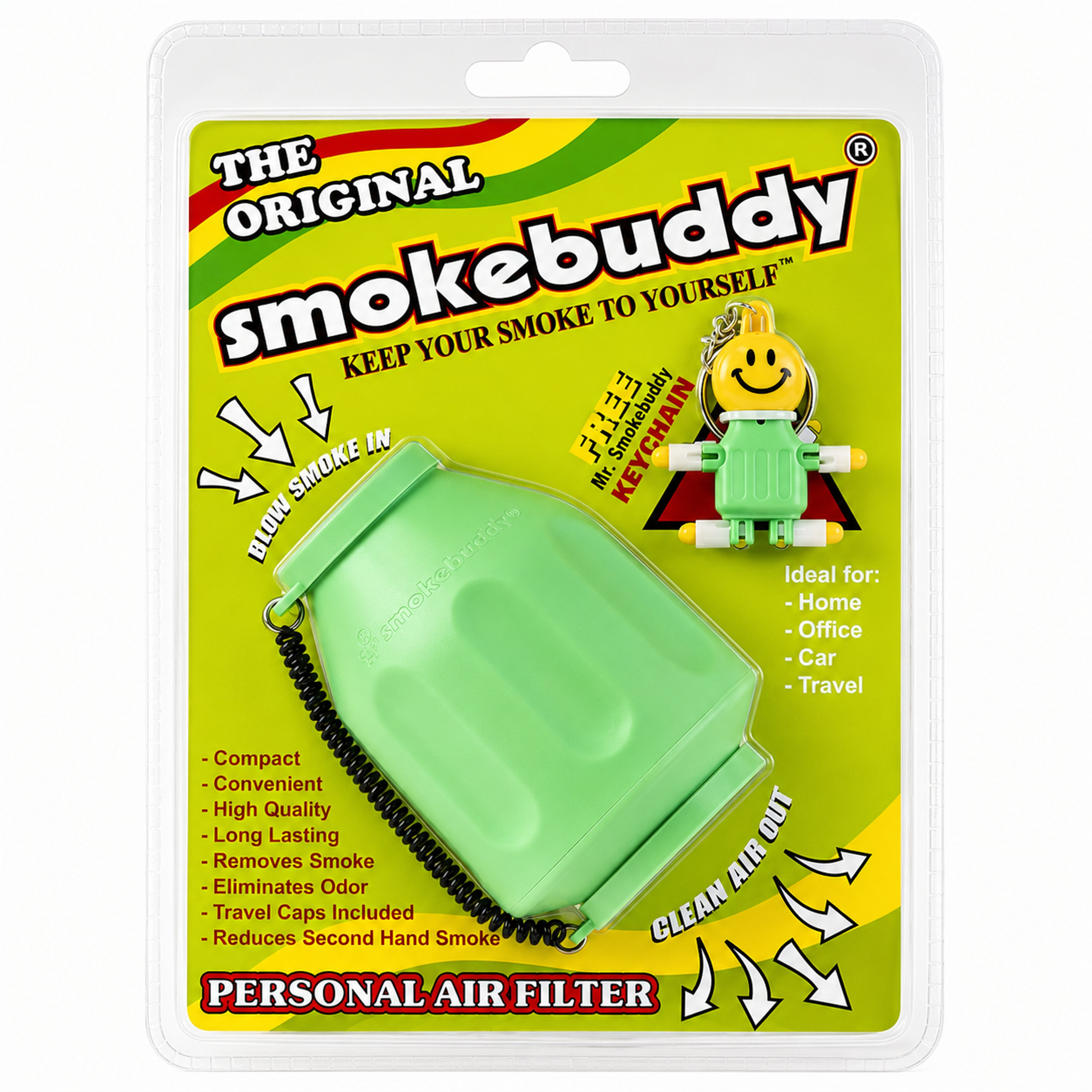 Preview pic of Smokebuddy Original Personal Air Filter with LED Keychain – Green
