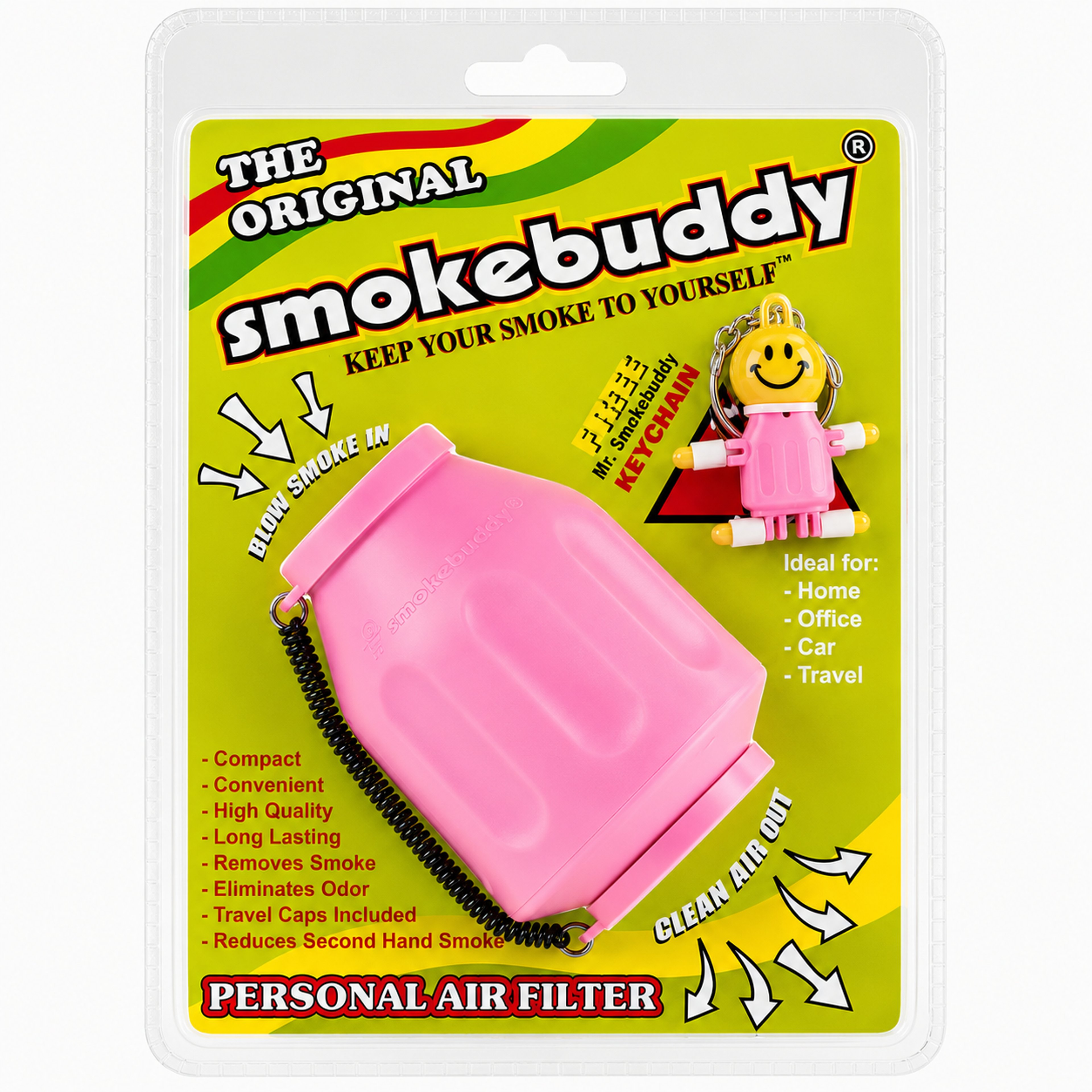 Preview pic of Smokebuddy Original Personal Air Filter with LED Keychain – Pink