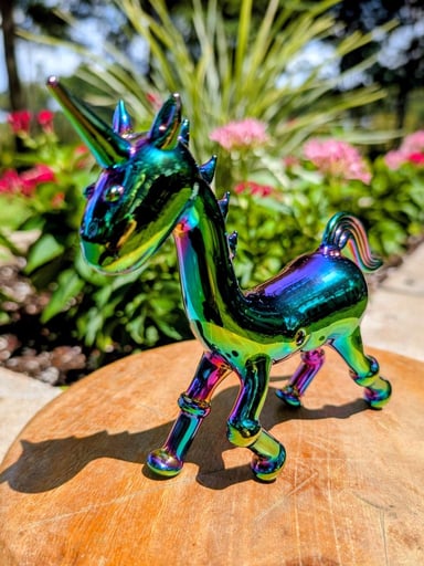 Preview pic of Custom Heady Iridescent Electroplated Unicorn Glass Pipe - Mint
