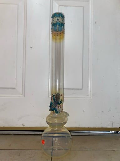 Preview pic of Trident Glass Fumed Double Bubble Tube w/ Sculpted Lizard🦎 ✨✨✨