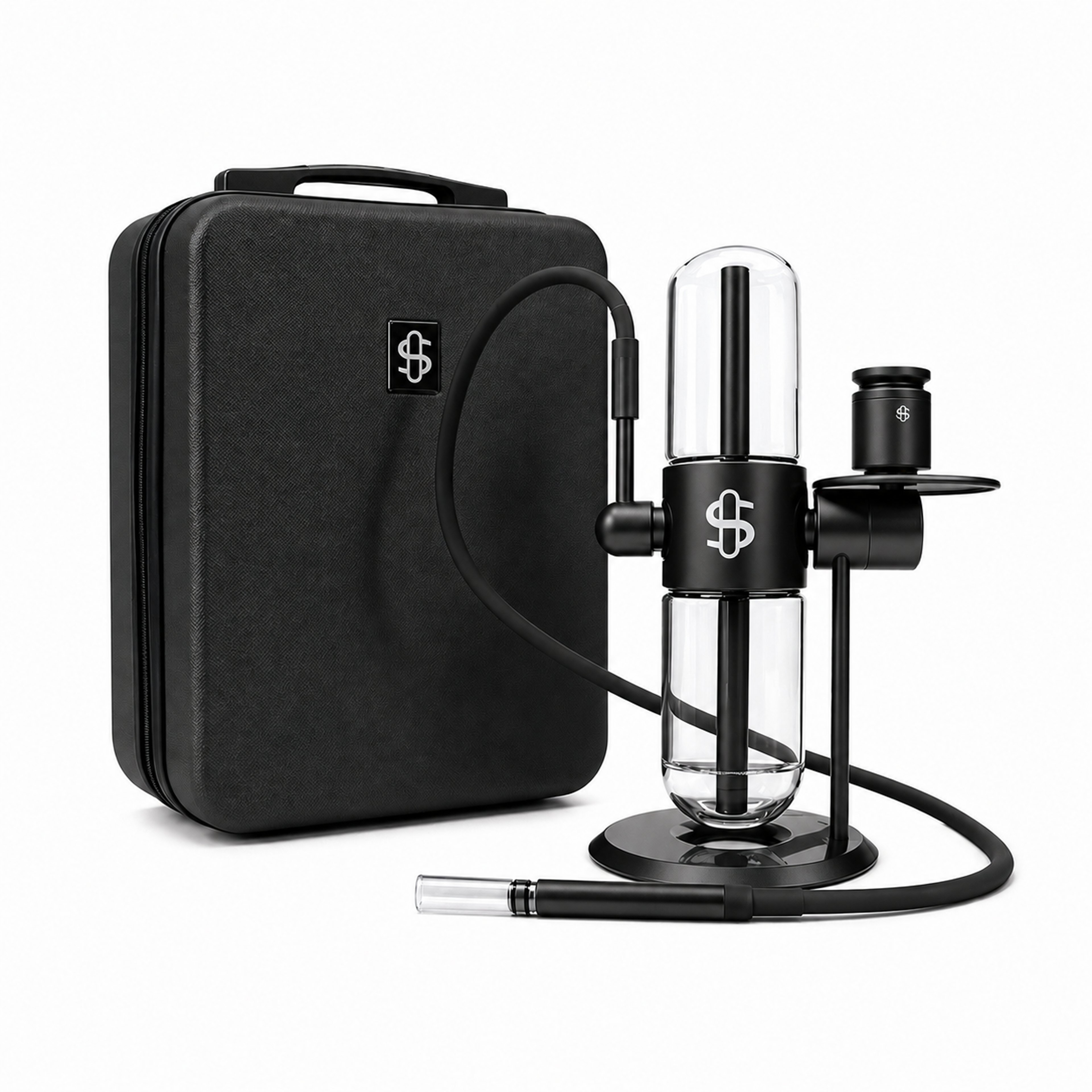 Preview pic of Gravity Hookah Infuser Glass Bong w Carry Case - Black - Full Size