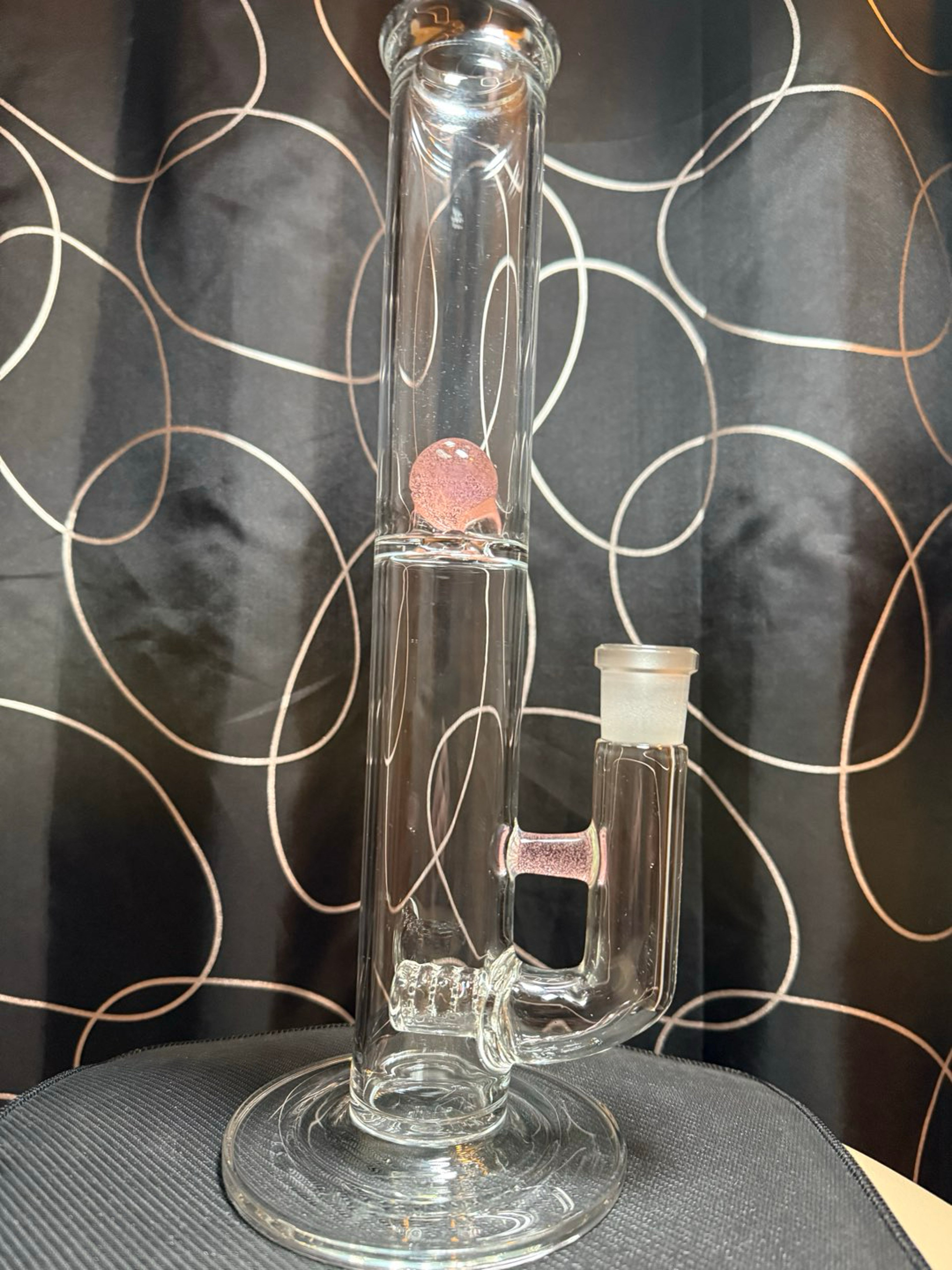 Preview pic of Green Belt Glass Mini MSG Stemline Pink Lollipop