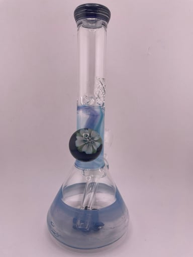 Preview pic of MJHoG 3 Way Collab Beaker w/ Flower Implosion Marble