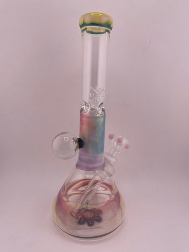 Preview pic of MJHoG 3 Way Collab Beaker w/ Flower Implosion Marble - Rainbow