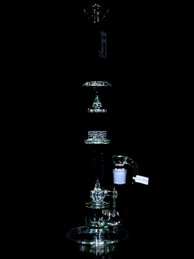 Preview pic of Sovereignty - PA 8Tree - Imperial to Gridded 8 Tree 44mm Neck Double Chamber w/ 4-hole Slide - Sour Patch - 18mm Female