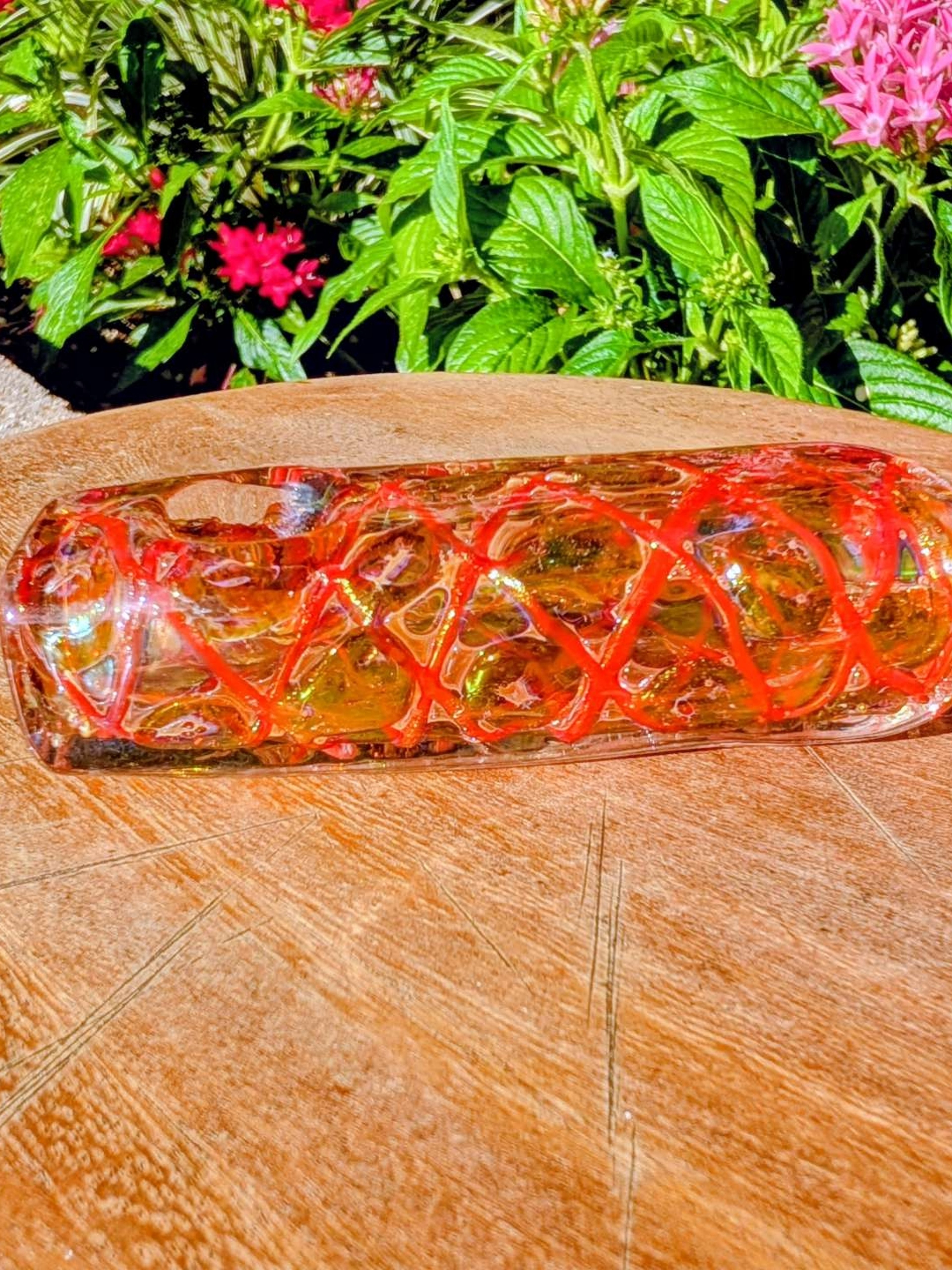 Preview pic of Pristine Fumed Reticello Dry Steamroller - Orange & Red