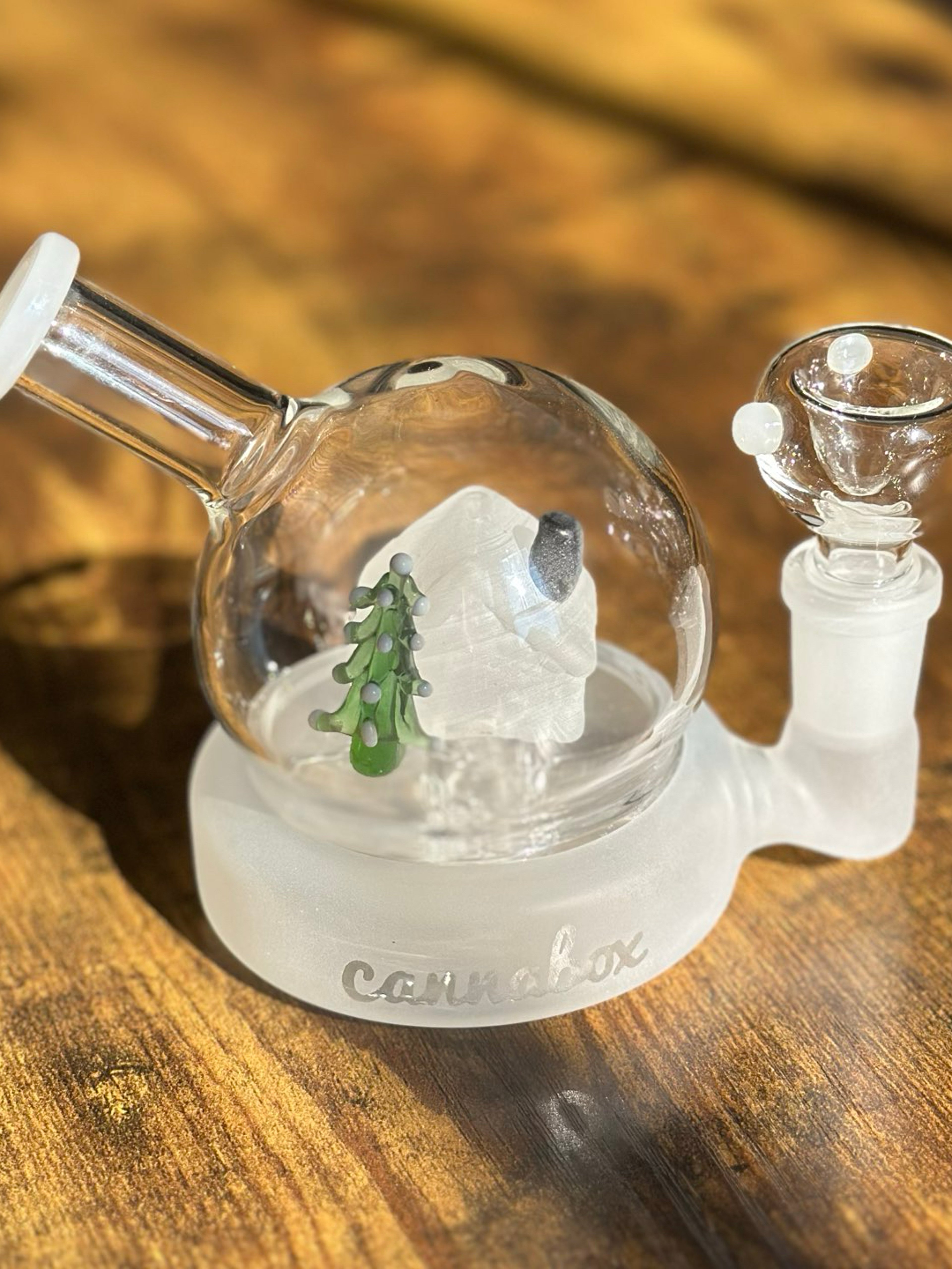Preview pic of Cannabox Cozy Cabin Snow Globe Mini Bong