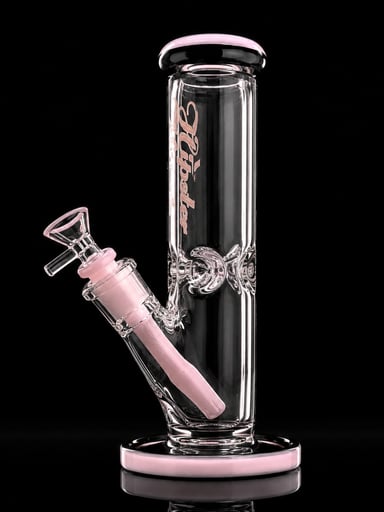 Preview pic of Hipster 10” Straight Tube Glass Water Pipe – Thick Borosilicate Glass with 14mm Bowl – Pink