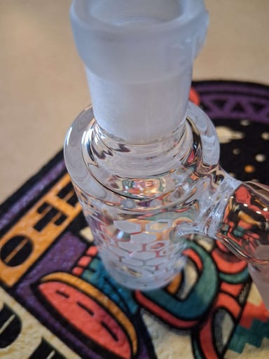 Preview pic of RARE, Milkyway Glass 45° Ashcatcher: "Beehive" Honeycomb, sandblasted