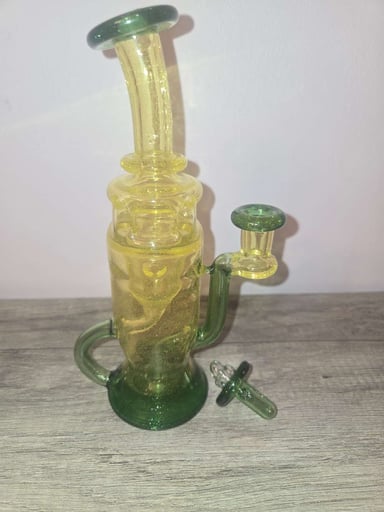 Preview pic of Heady Now Glass Swiss Sphere Klein Recycler  Color Shift Rig