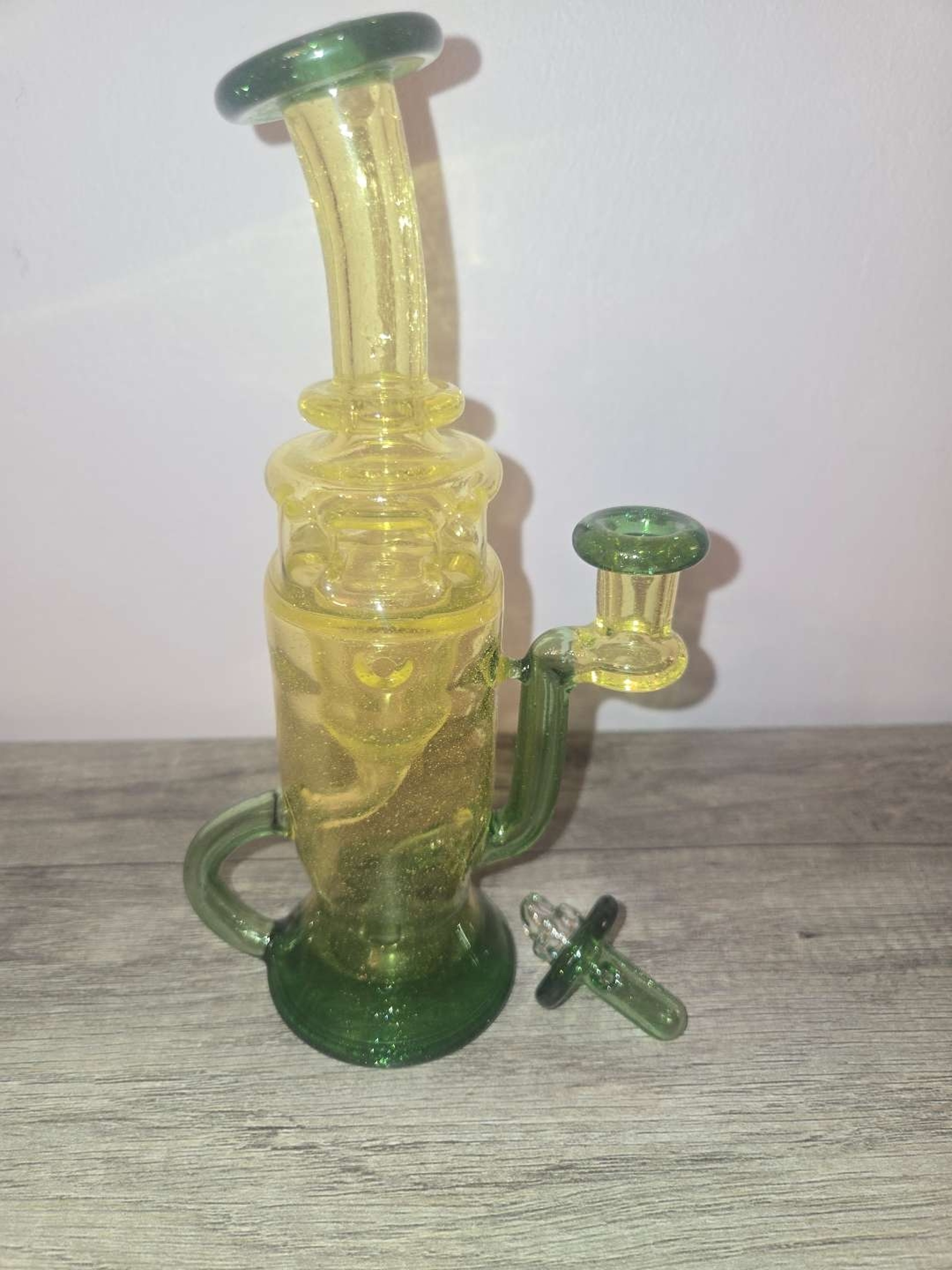 Heady Now Glass Swiss Sphere Klein Recycler  Color Shift Rig image 0