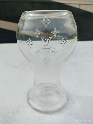 Preview pic of PAKOH Signed 2019 Louis Vuitton LV Beer Glass | One-of-One Hand-Etched Art Glass | Unique Heady Glass Collectible