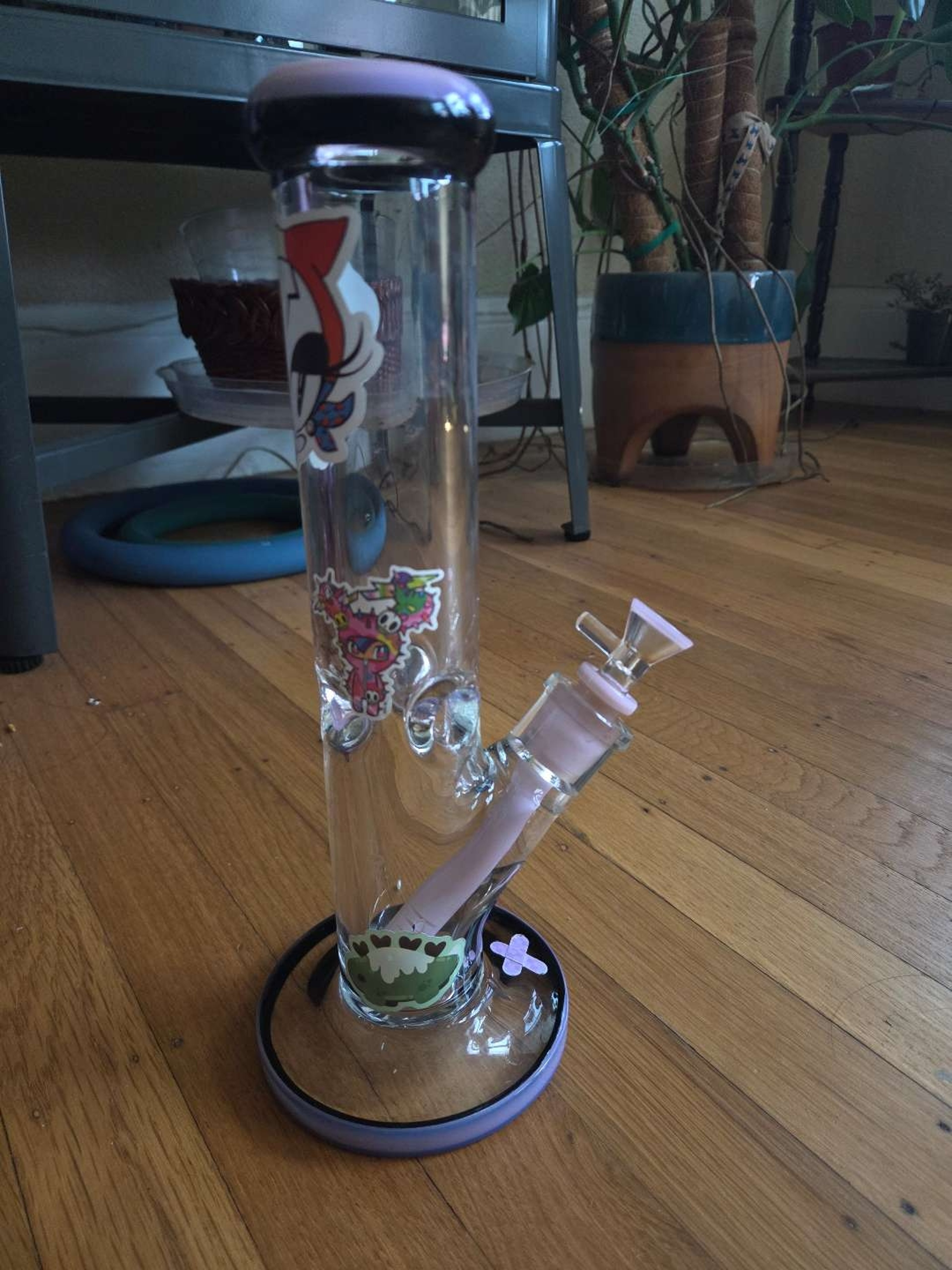 Preview pic of Pink and Black Thick Glass Bong
