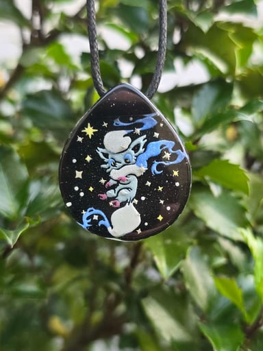 Preview pic of Shiny Hisuian Zorua Pokemon Layered Glow Pendant