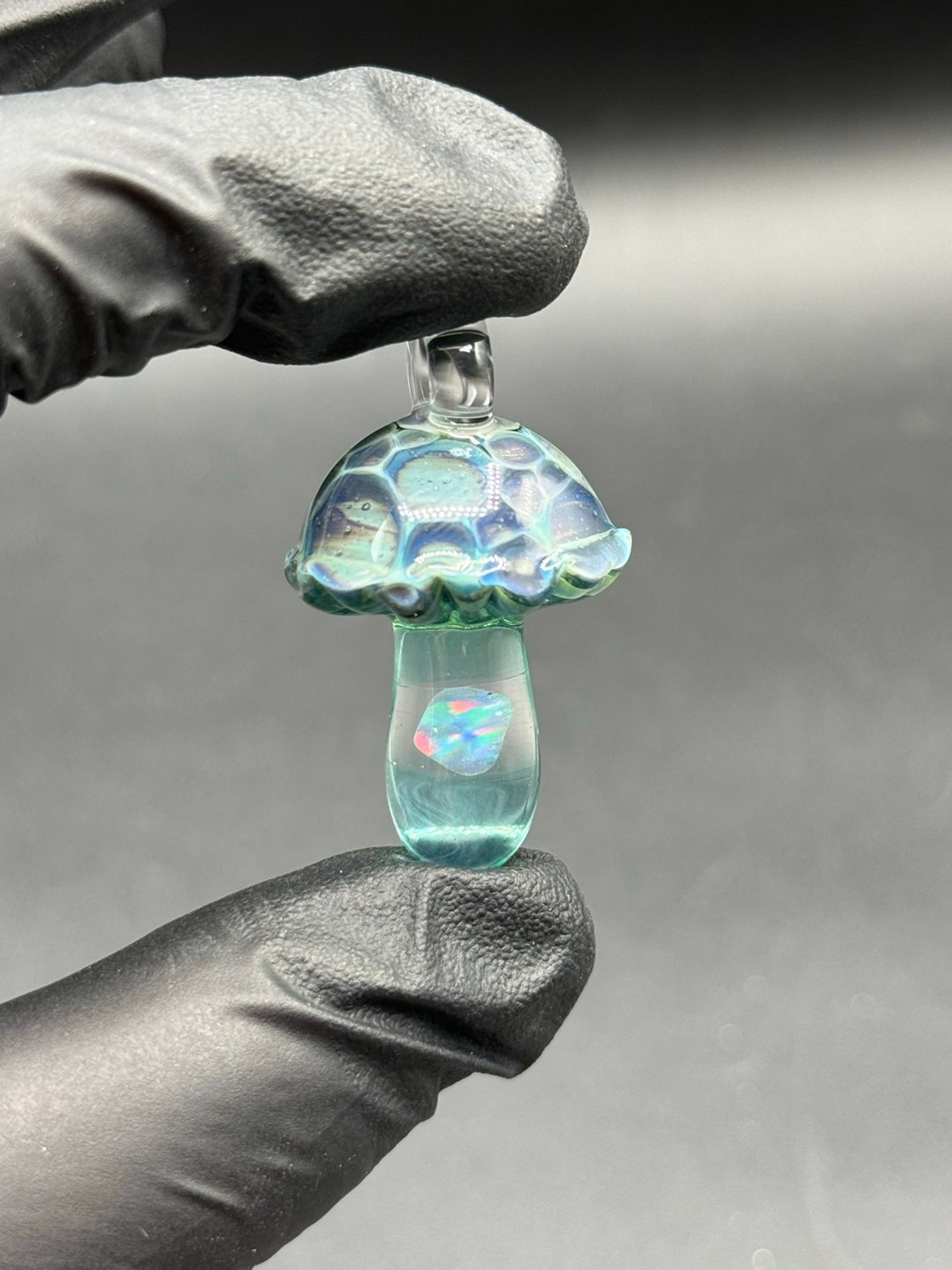 Opal mushroom pendant UV image 0