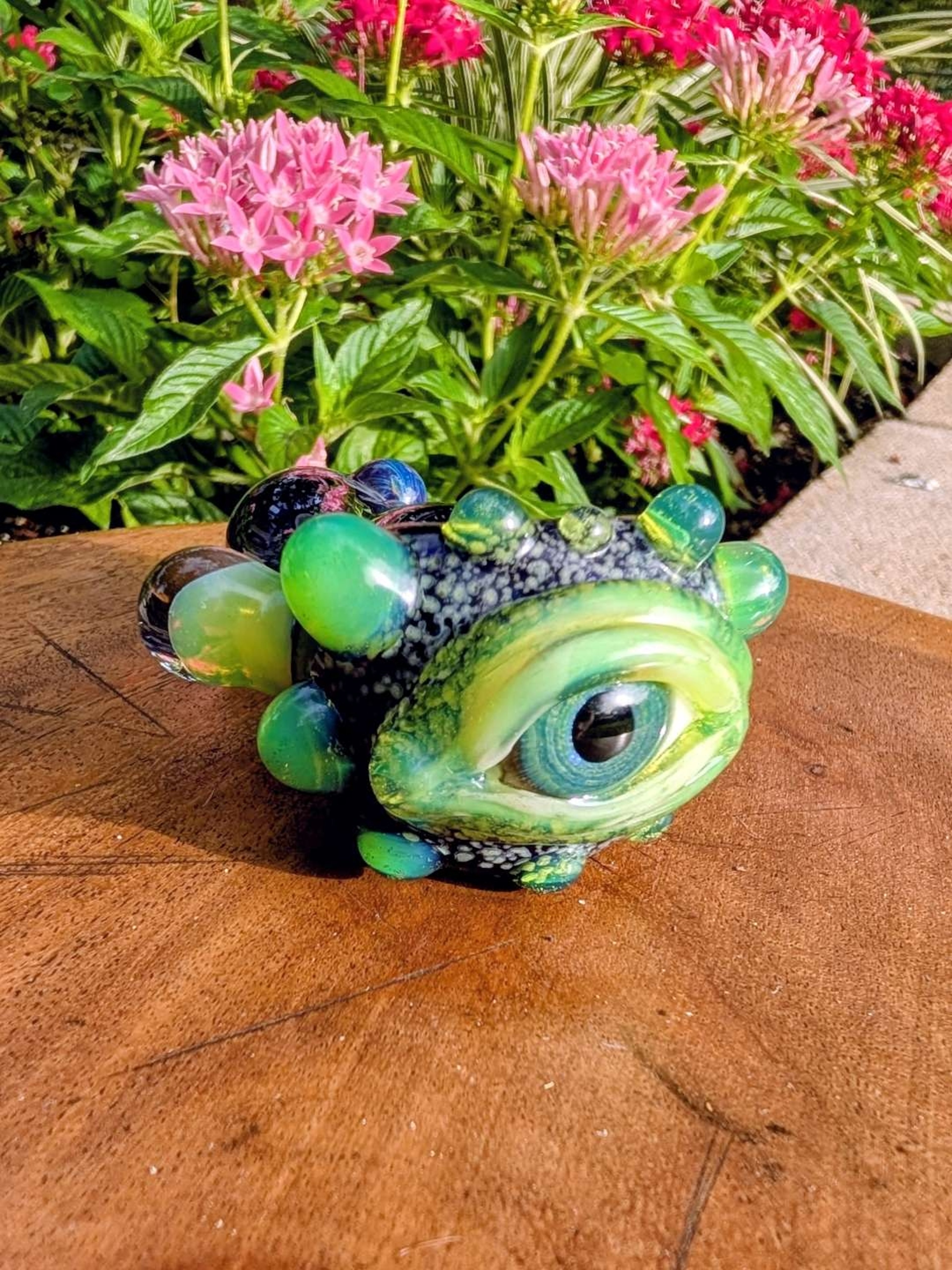 Preview pic of Horrified Glass Eyeball Hand Pipe - Handmade Detroit Borosilicate UV reactive