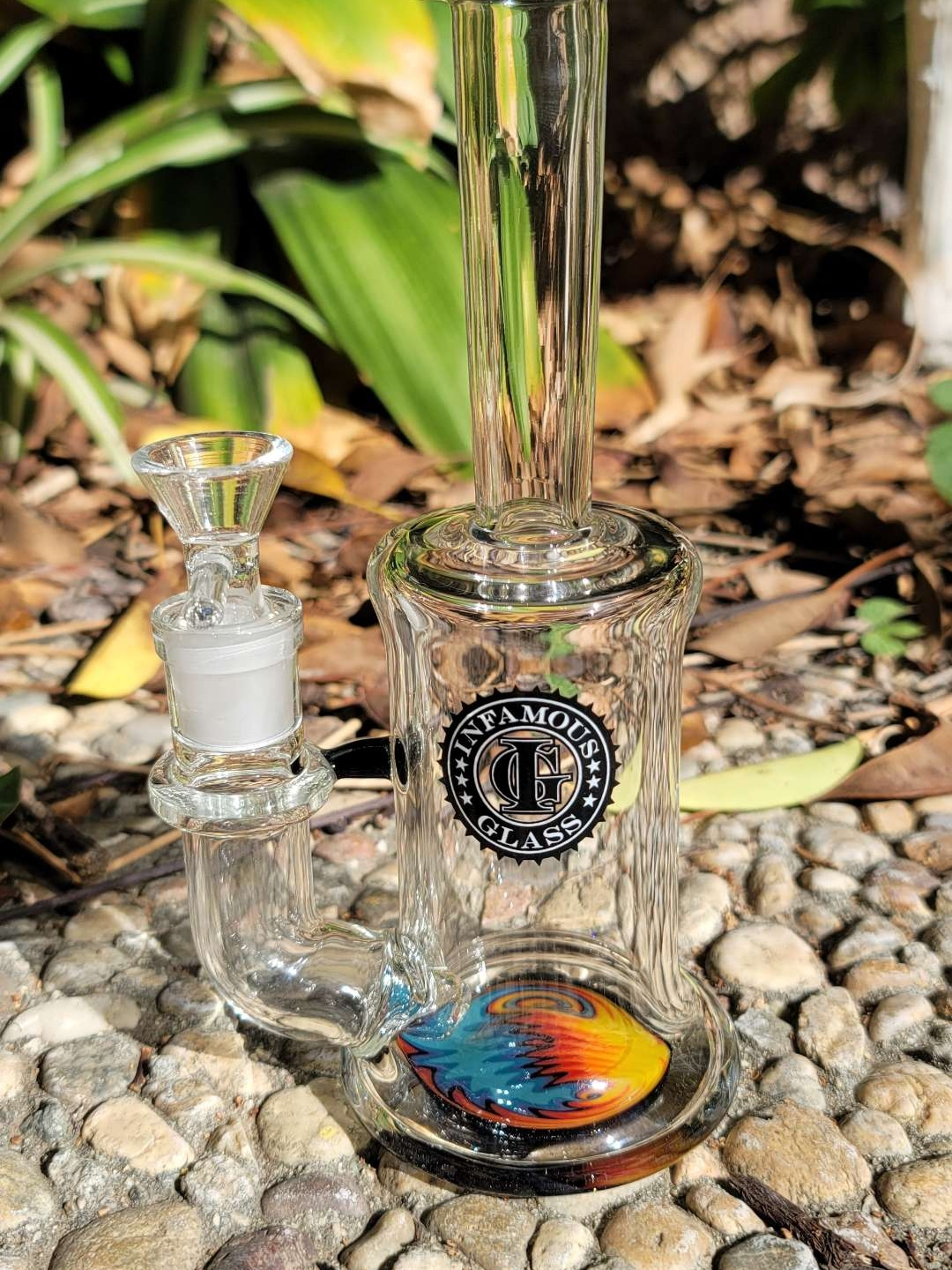 Preview pic of Infamous Glass WigWag Blooper Single Gill Perc Bong 14mm Female