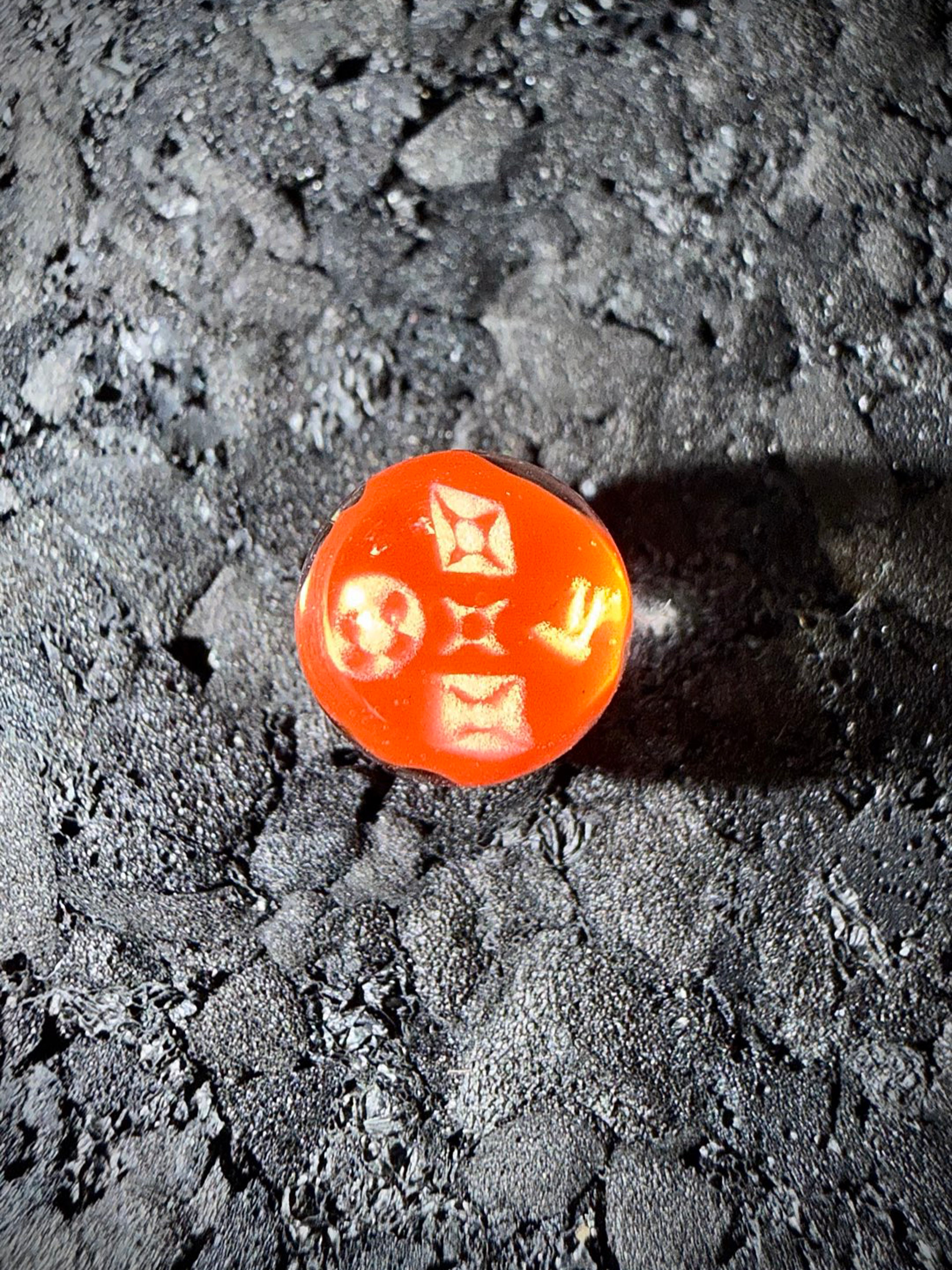 Preview pic of Steve H Glass Orange Louis V Monogram Pearl 6mm