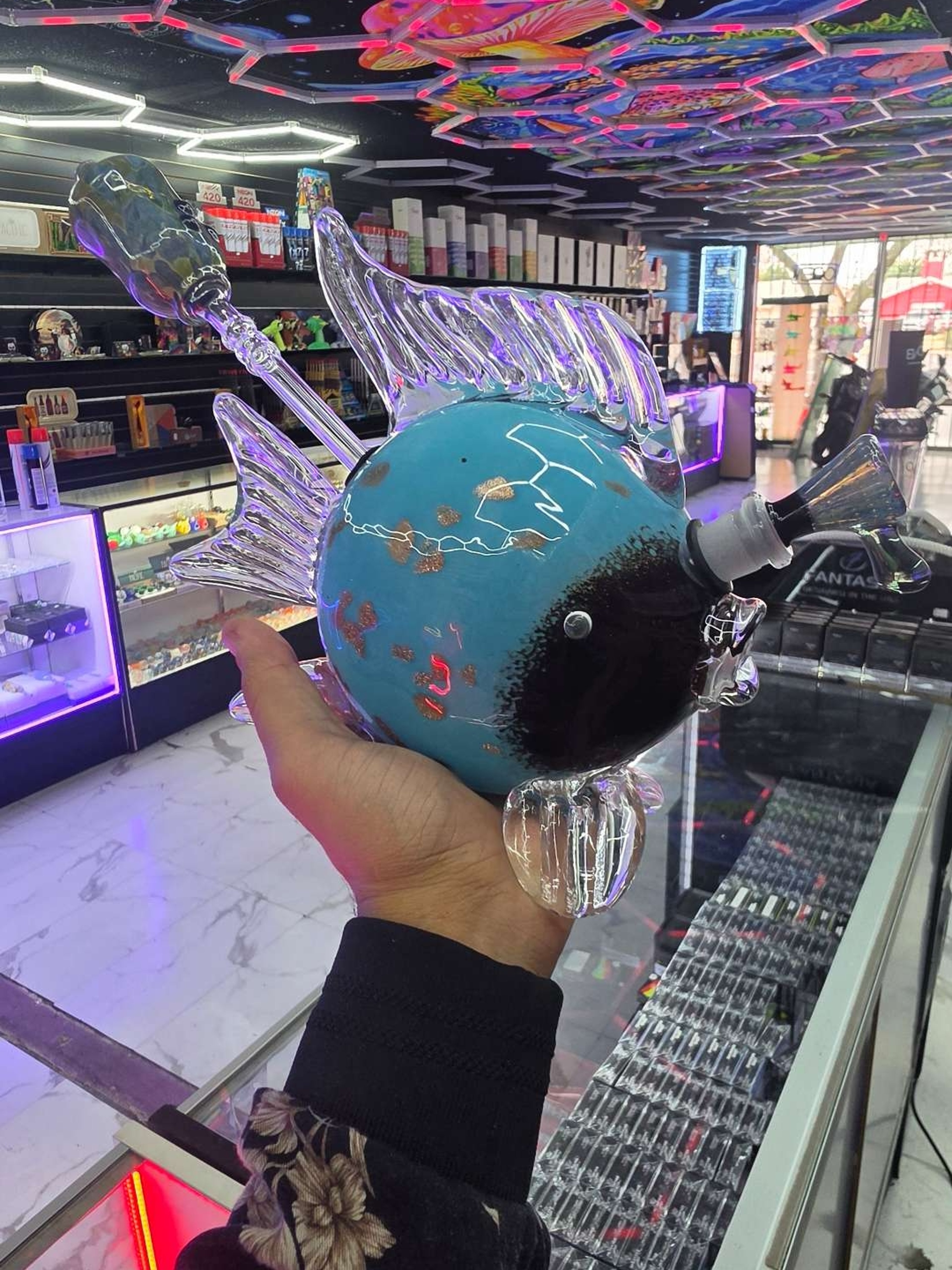 Hand blown art fish bong image 0