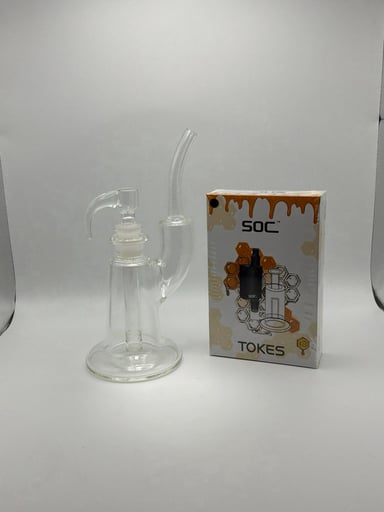 Preview pic of Apex Bubbler - SOS Tokes Wax Vaporizer - Horned Glass Herb Slide 14mm