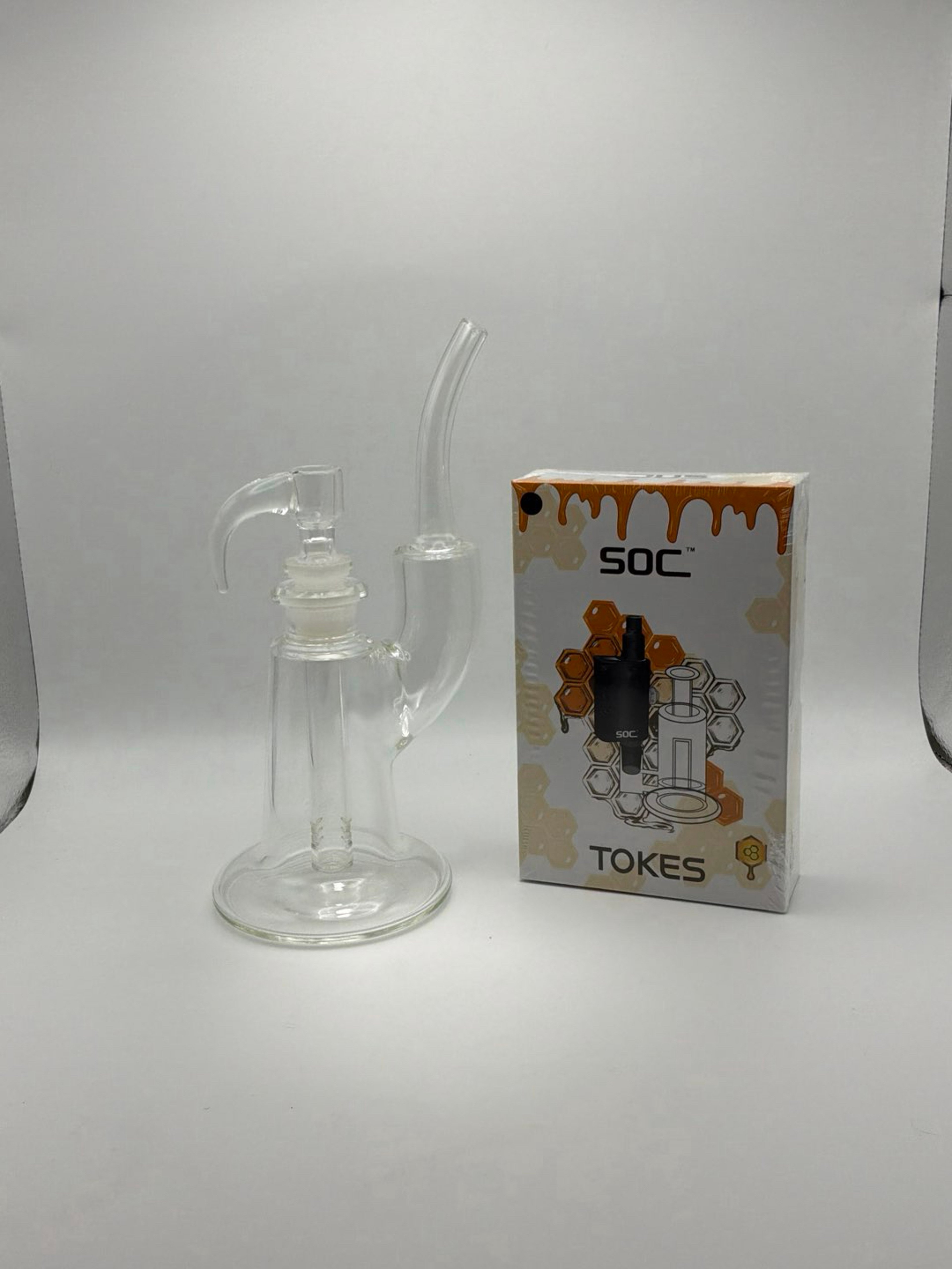 Preview pic of Apex Bubbler - SOS Tokes Wax Vaporizer - Horned Glass Herb Slide 14mm