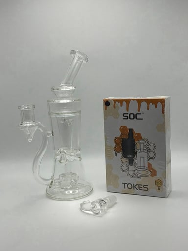 Preview pic of Citadel Glass Bubbler - SOS Tokes Dual Use - Horned Glass Herb Slide