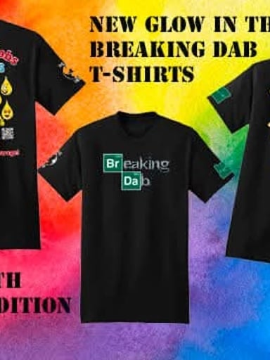 Preview pic of Grow in the Dark Breaking Dab T-shirts & Sticker 4 pack