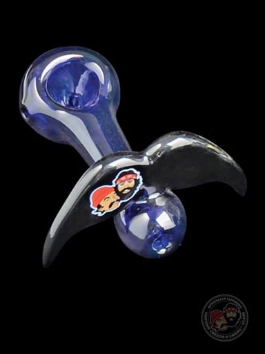 Preview pic of Cheech & Chong® Blue Glass 4" Moustache Ride Hand Pipe