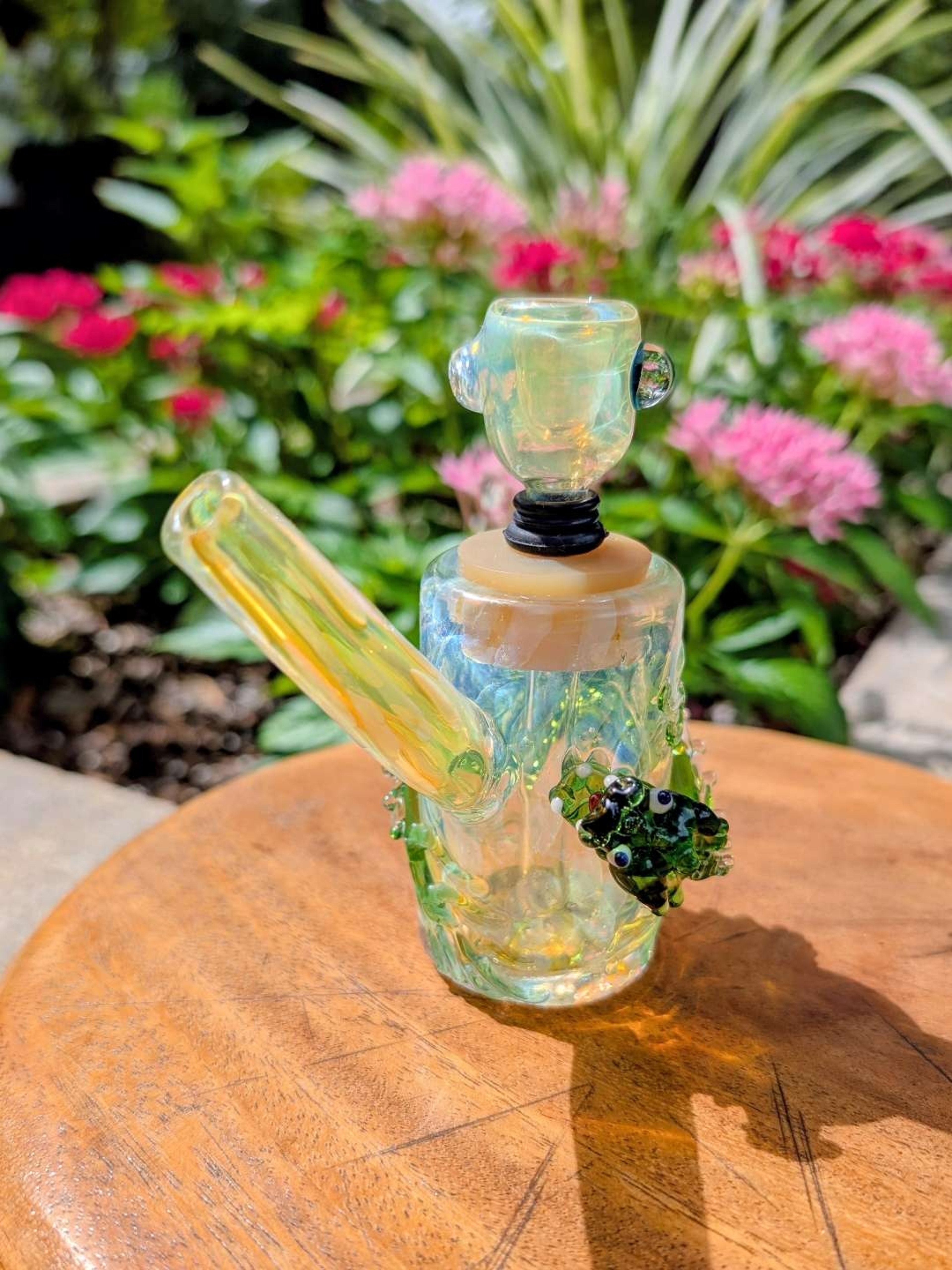 Preview pic of Papa Glass Dragon Bubbler w/ Cork Stopper & Fumed Glass