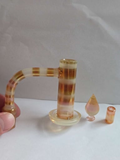 Preview pic of Evan Shore Earth Tech 14mm 90 Male Long Jawn Slurp Comes with Matching Bead and Plug Cap *small hole at the neck*
