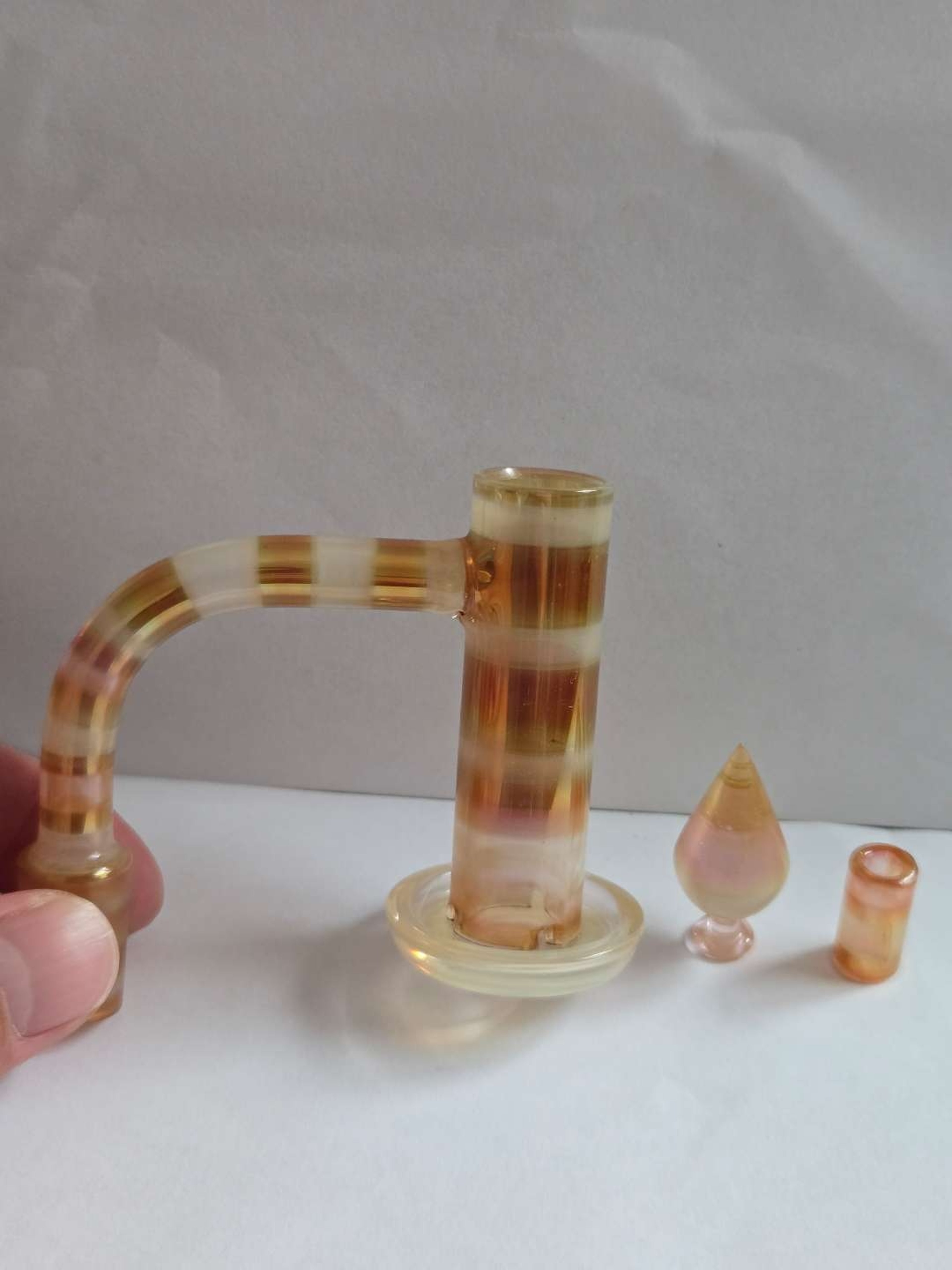 Preview pic of Evan Shore Earth Tech 14mm 90 Male Long Jawn Slurp Comes with Matching Bead and Plug Cap *small hole at the neck*