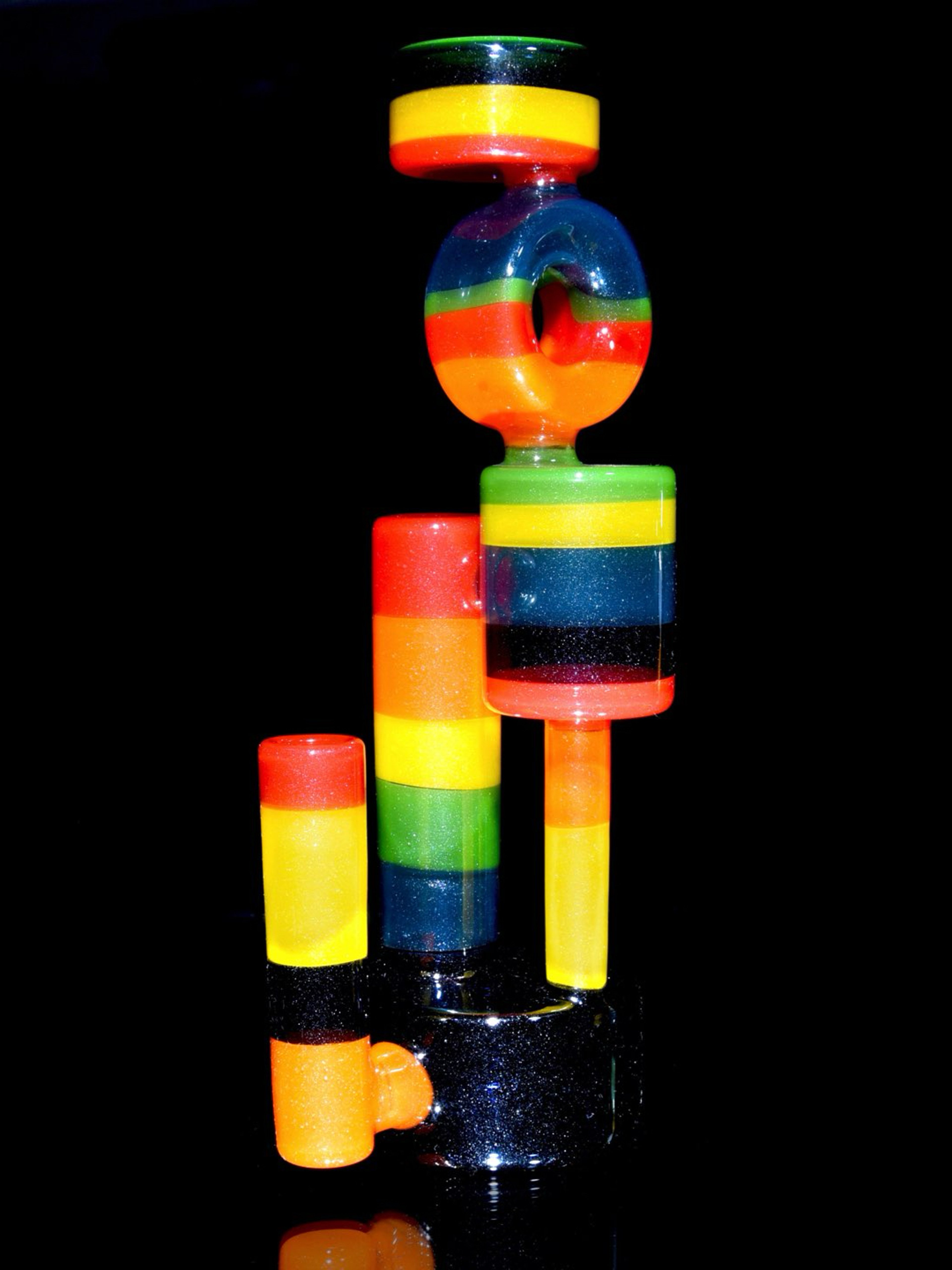 Preview pic of A Real Nobody - Recycling Colorform Rig - Rasta Rainbow Encalmo -  14mm Female