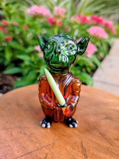 Preview pic of Hand-Blown Yoda Glass Collectible Pipe –Lightsaber Accent