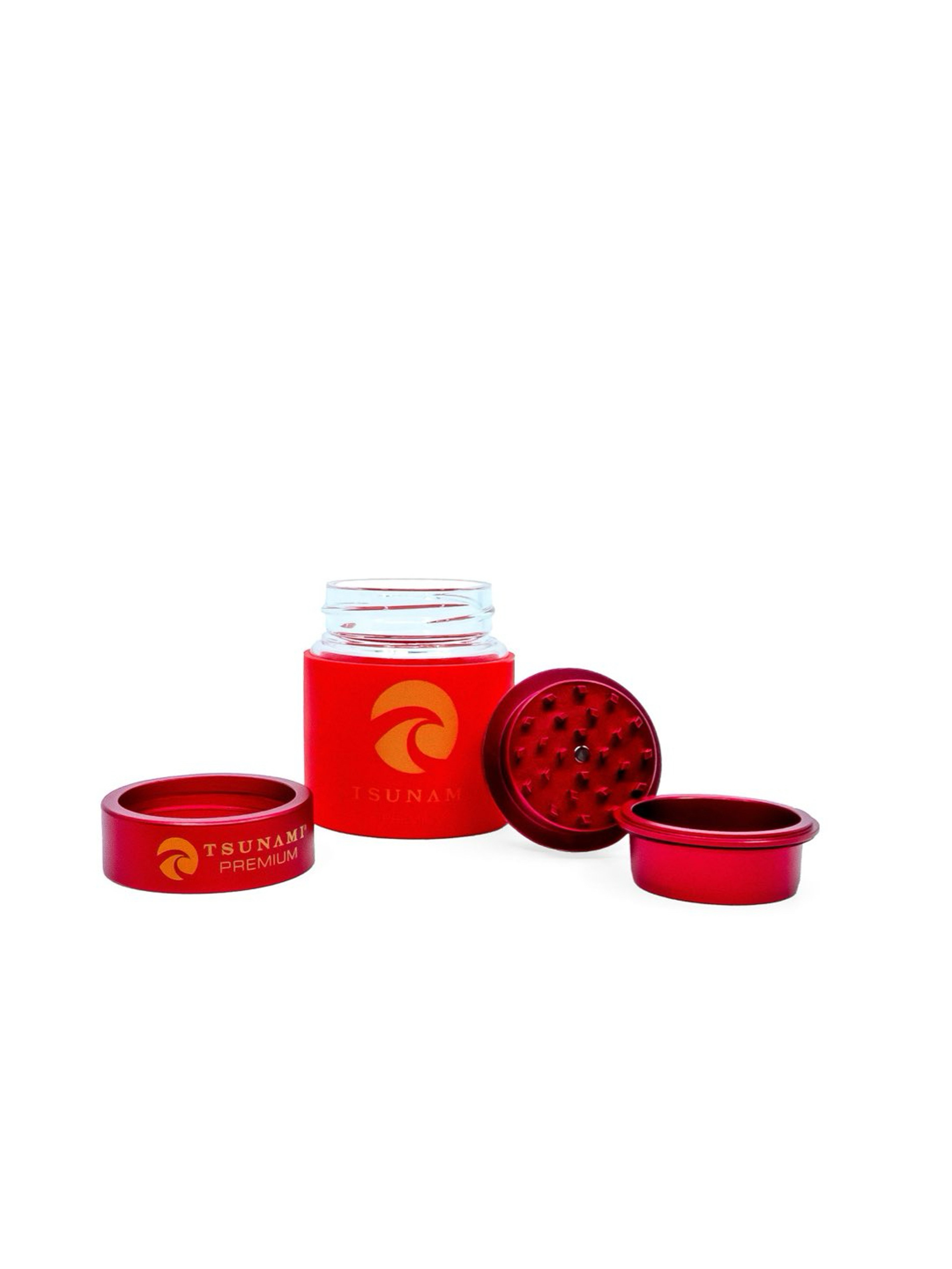 Preview pic of Tsunami Dry Herb Grinder +Jar RED