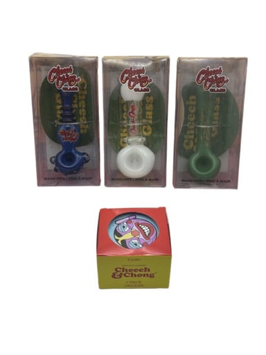 Preview pic of Cheech & Chong® Glass - 3 Pipes & a Grinder Gift Set