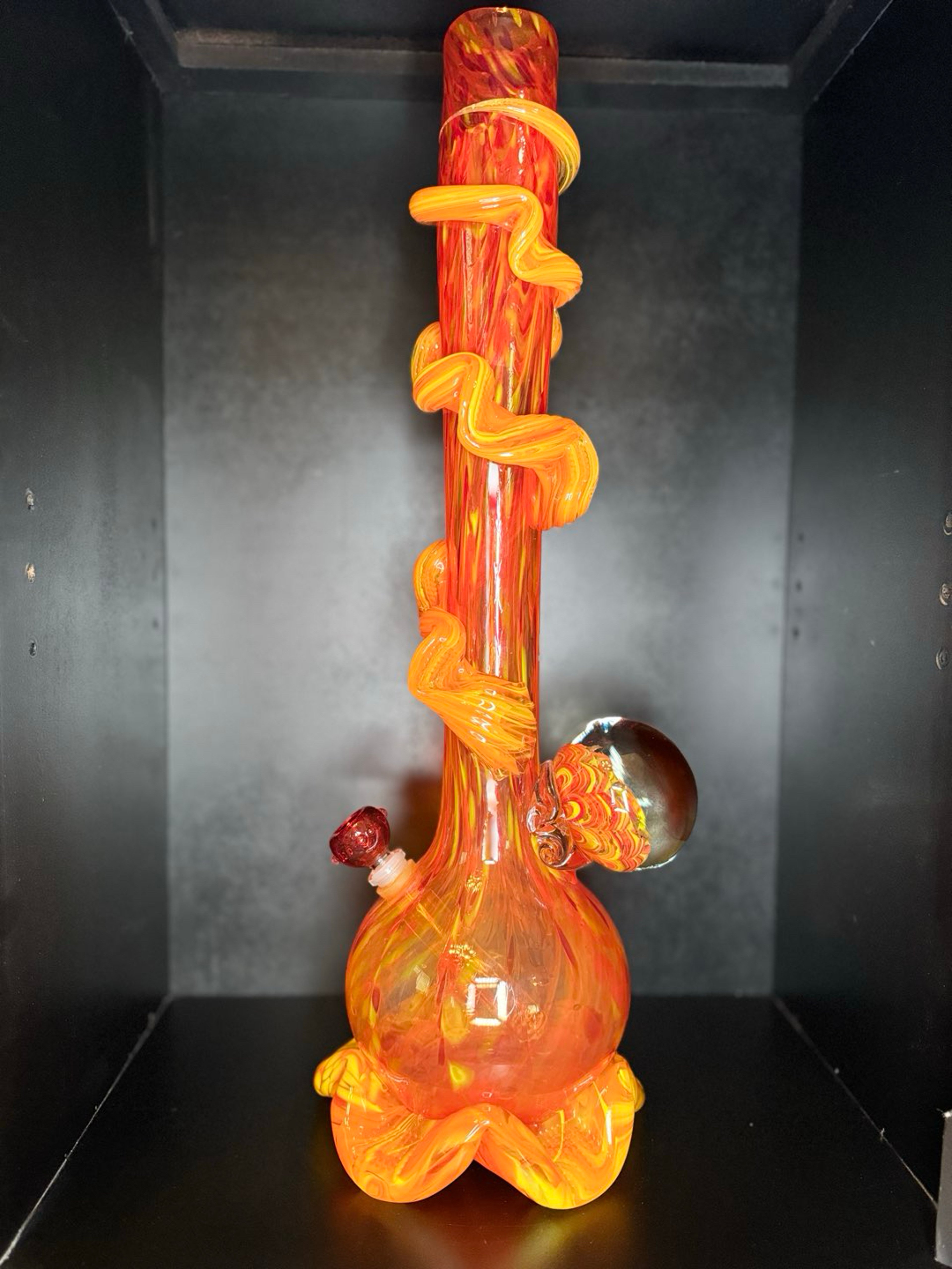 Preview pic of Special K Glass 20.5" Fiery Orange Spiral Wrap Straight Tube
