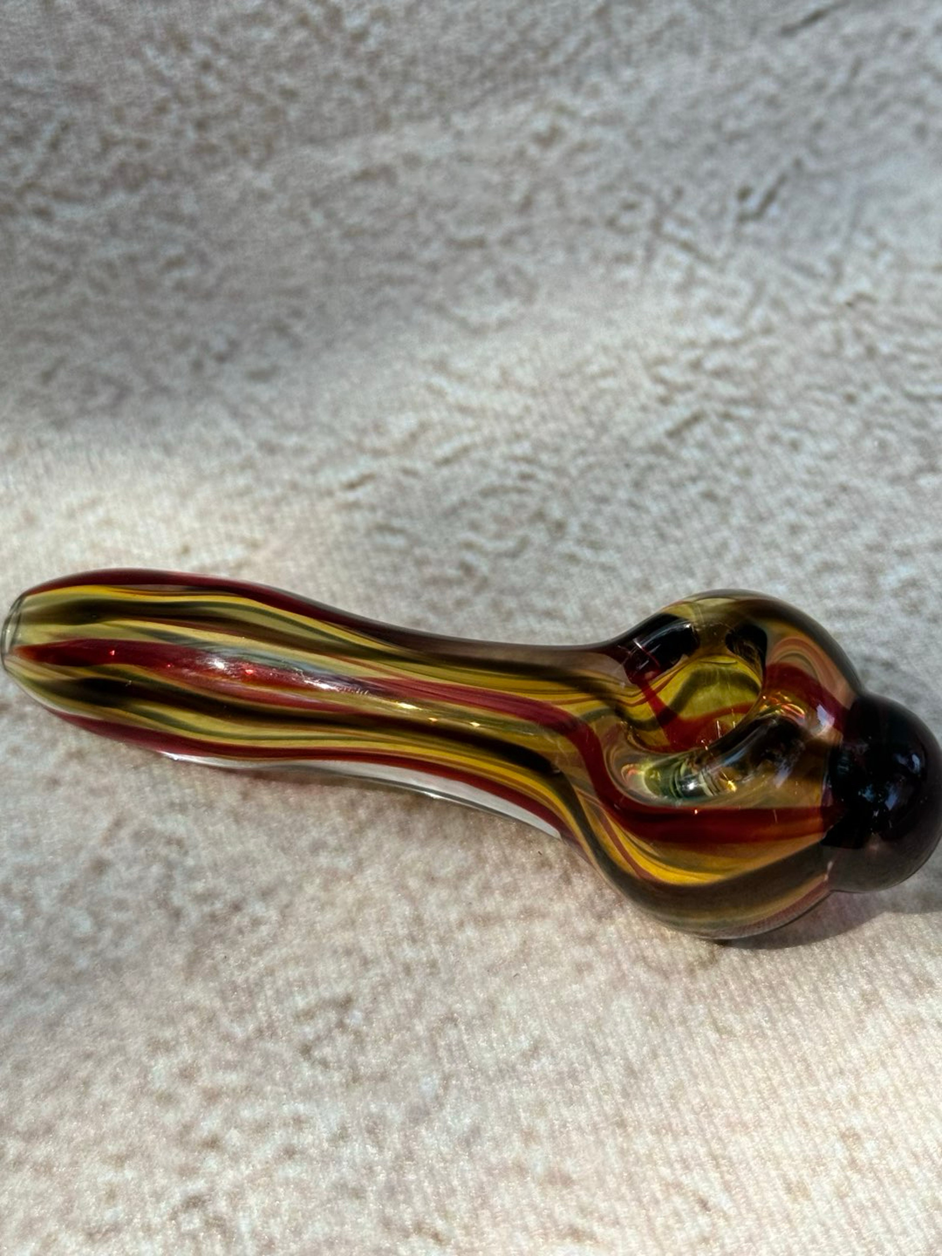 Preview pic of 3.5" Vintage Amber & Red InsideOut Spoon Pipe
