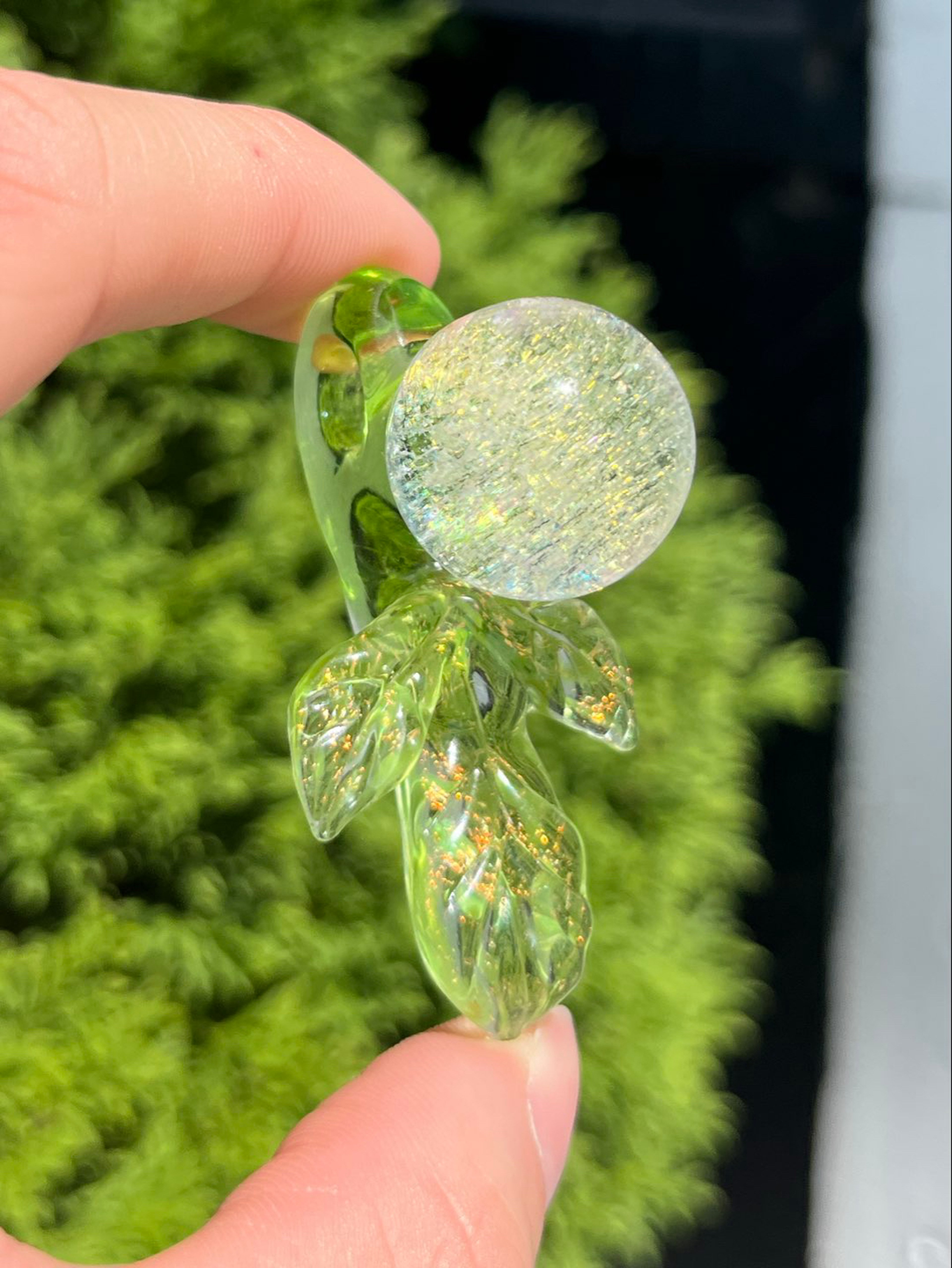 Preview pic of Mr Gray Leaf w/ Dichro Ball Pendant