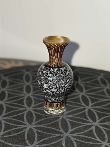 Preview pic of Kovacs Damascus & woodgrain worked spinner cap