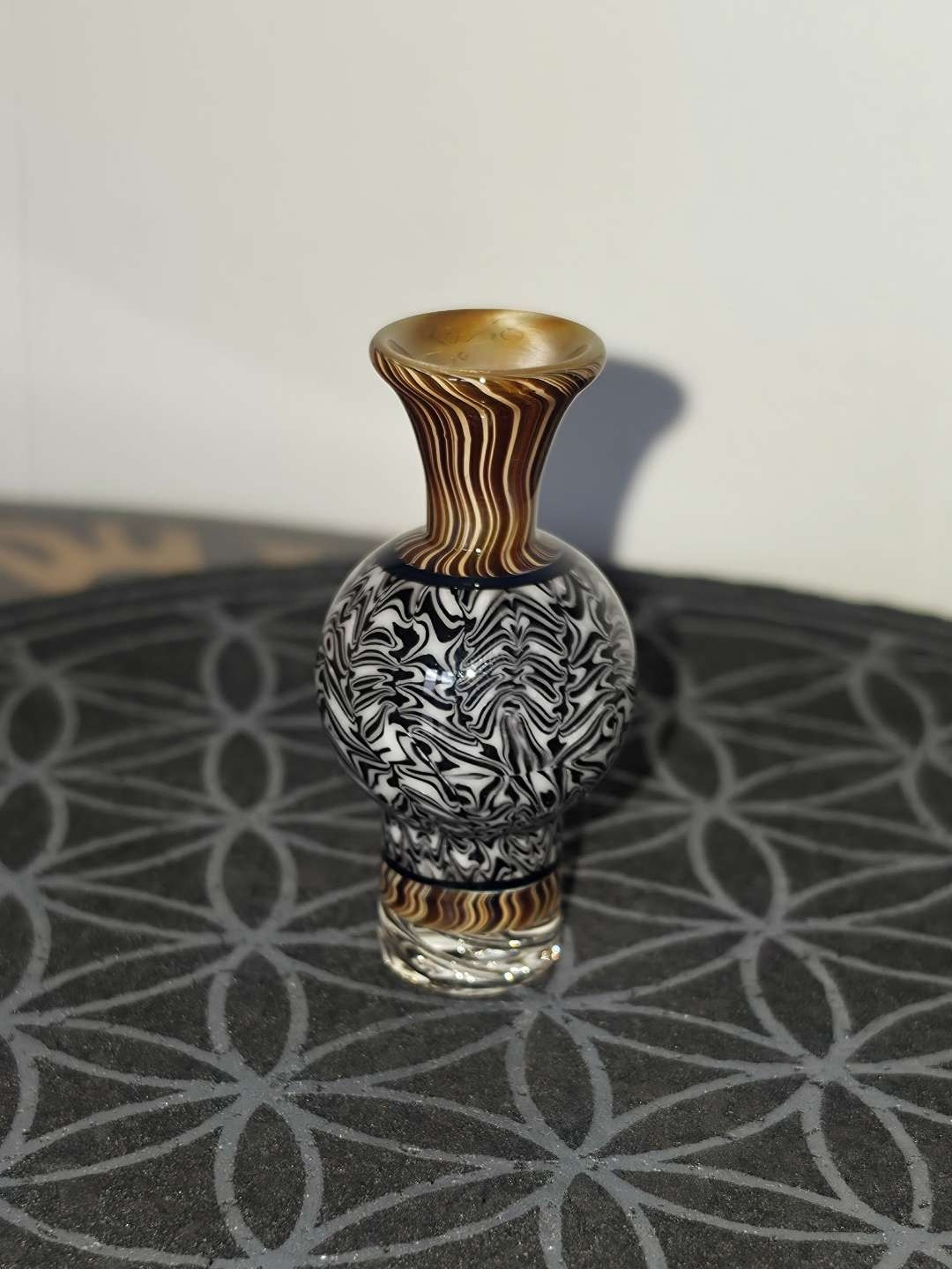 Preview pic of Kovacs Damascus & woodgrain worked spinner cap