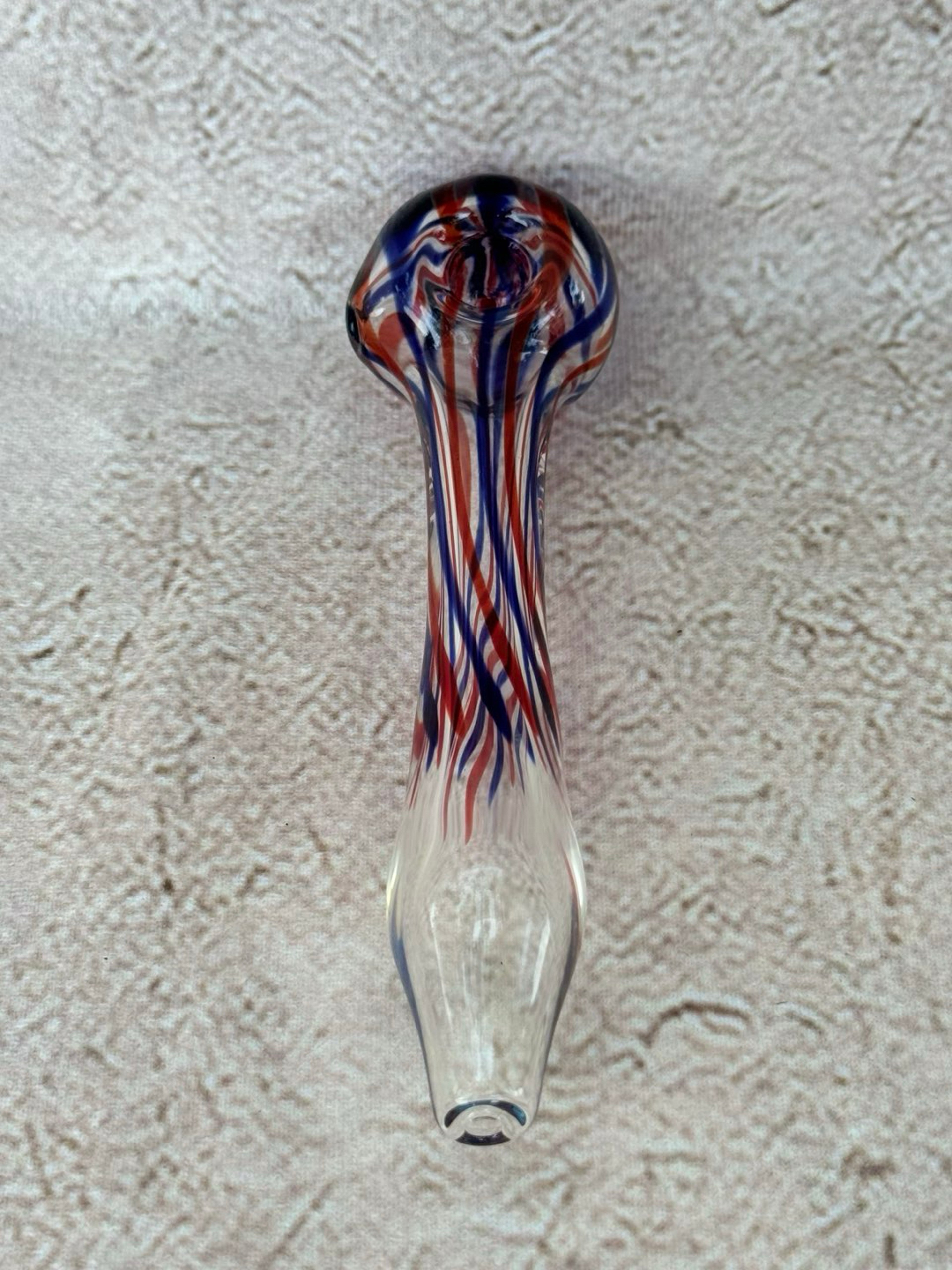 6" Red, White & Blue Swirl Spoon Pipe image 0