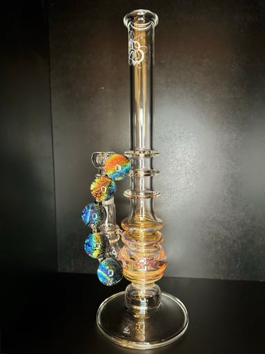 Preview pic of Elite Glass Gold & Silver Fumed 15.5" Straight Tube