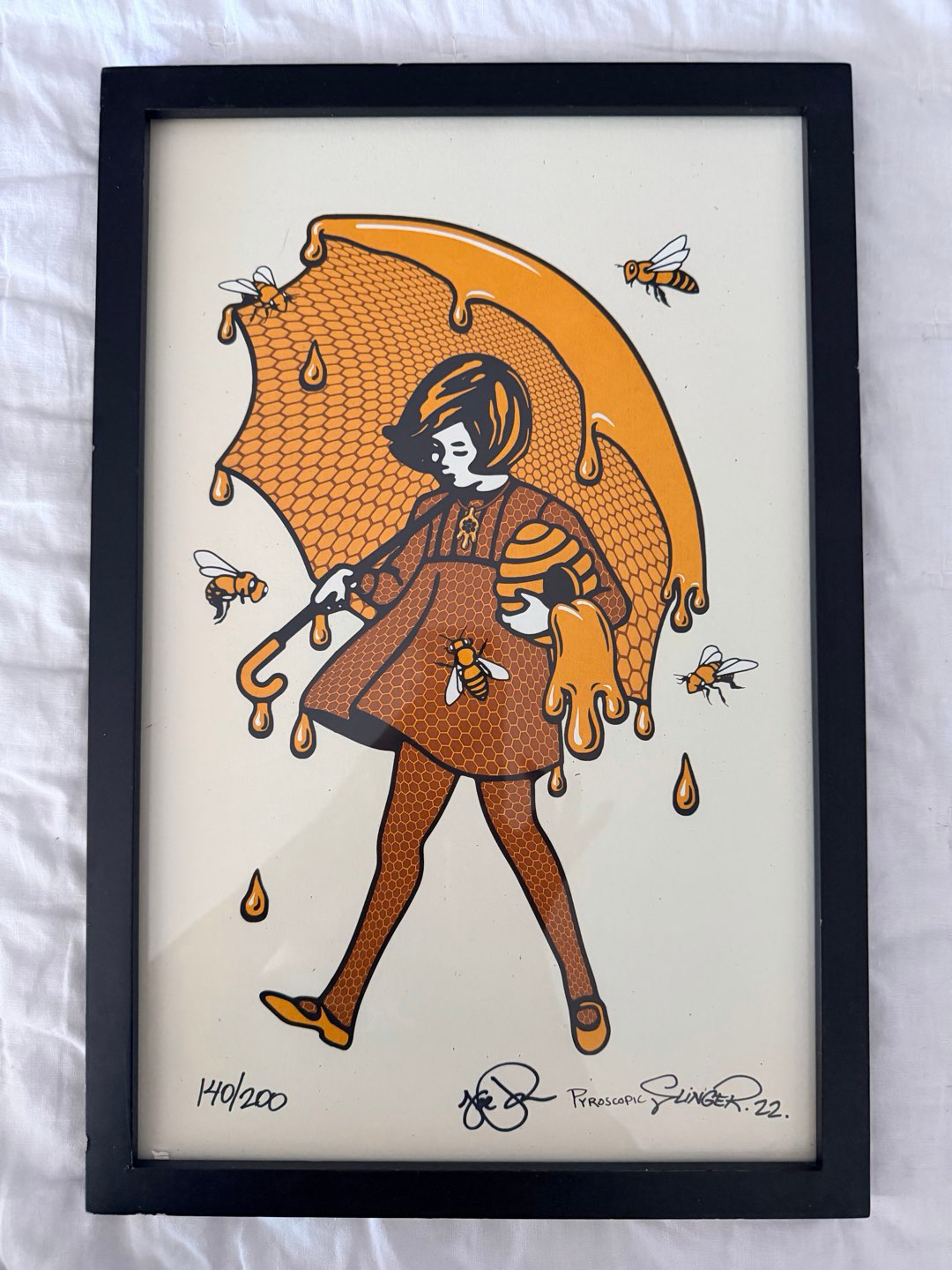 Preview pic of Joe P x Pyroscopic x Slinger “Honey Girl” Framed Print 2022