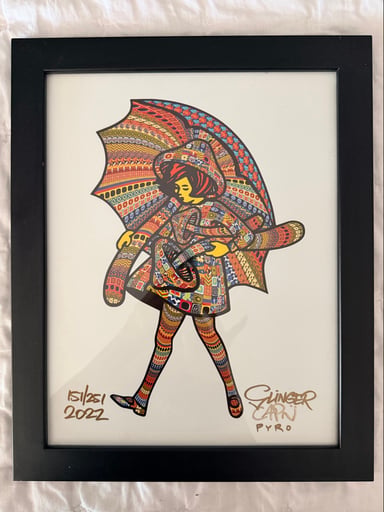 Preview pic of Slinger x Capn x Pyro Framed Mushroom Girl Print 2022
