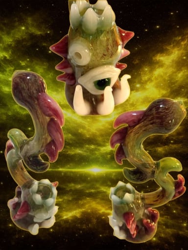 Preview pic of 9.5 Inch Monster Bubbler XL Heavy 431g Sculptural Piece
